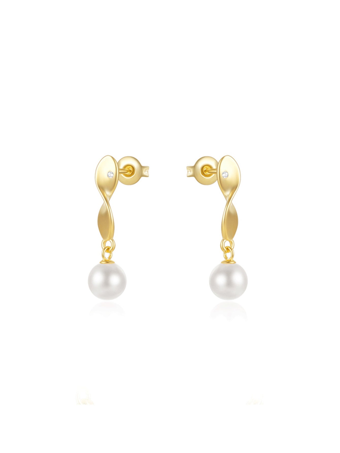 925 Sterling Silver Pearl Twist Drop Earrings