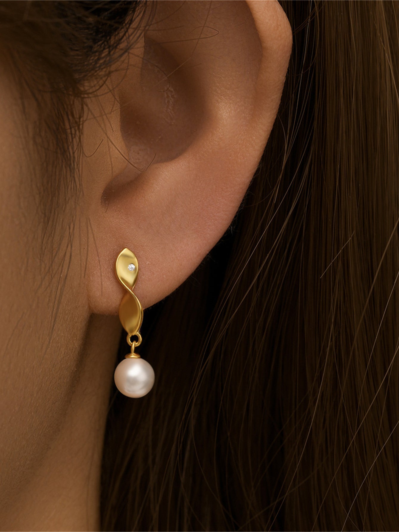 925 Sterling Silver Pearl Twist Drop Earrings