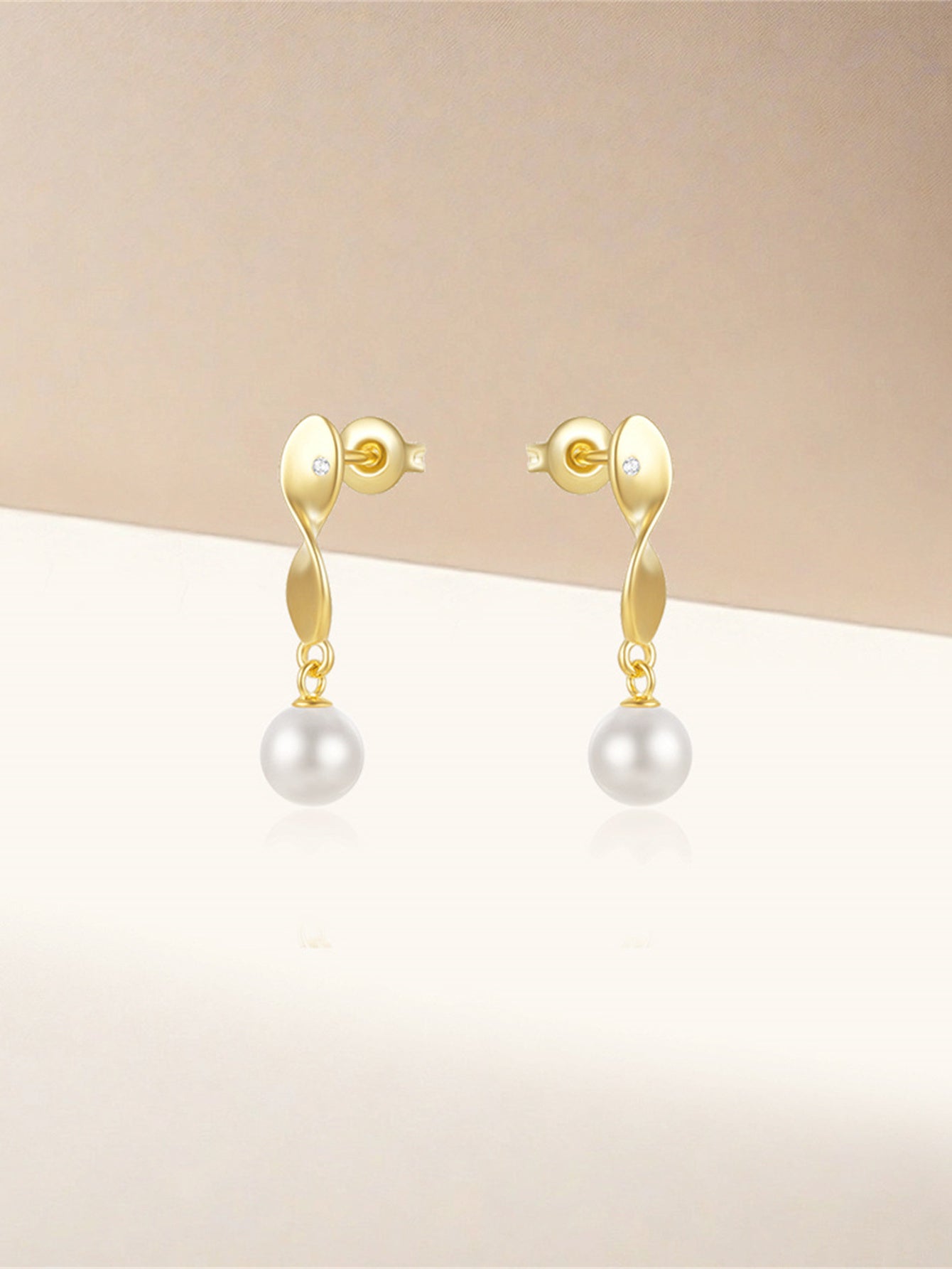 925 Sterling Silver Pearl Twist Drop Earrings