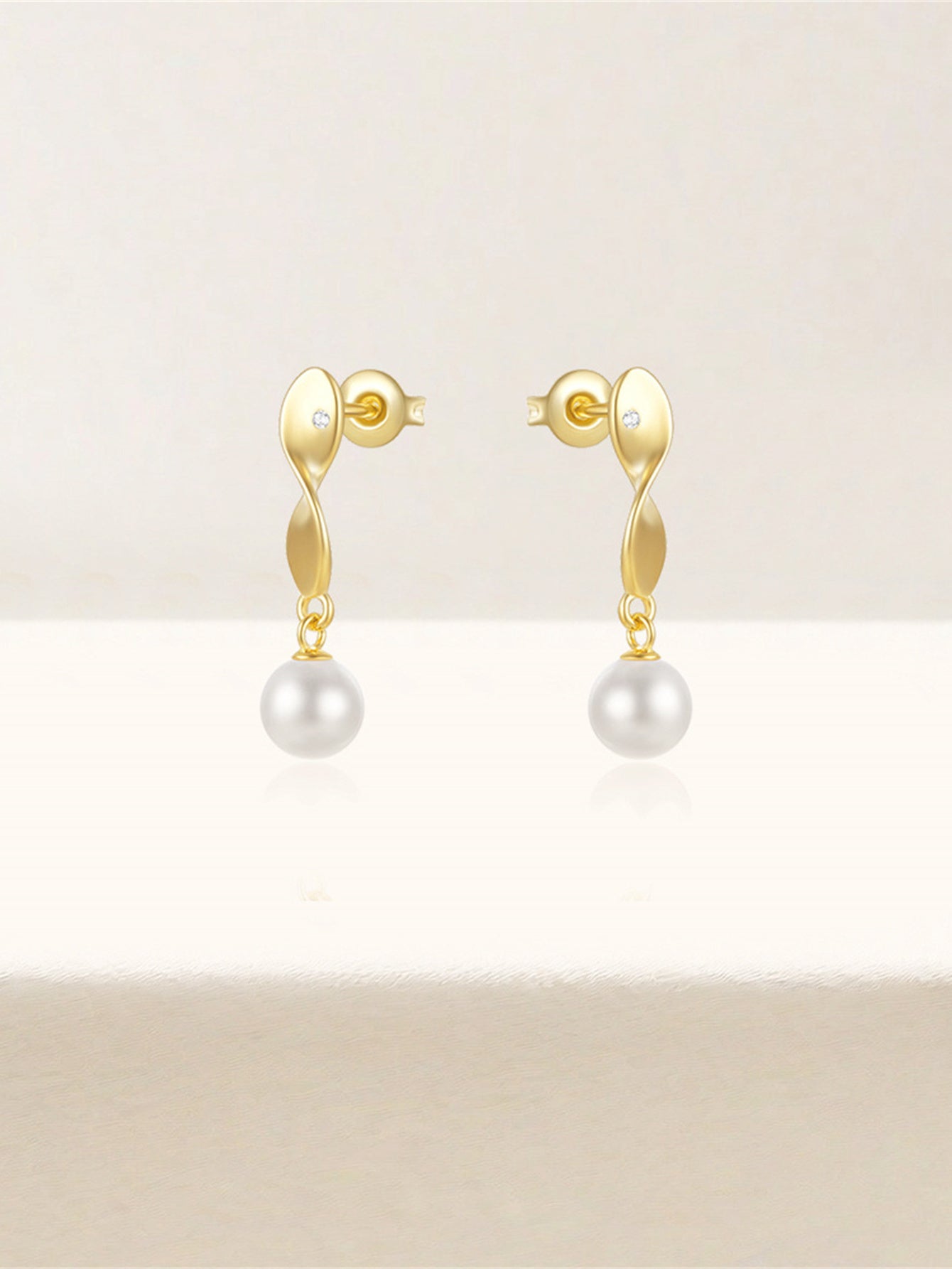 925 Sterling Silver Pearl Twist Drop Earrings