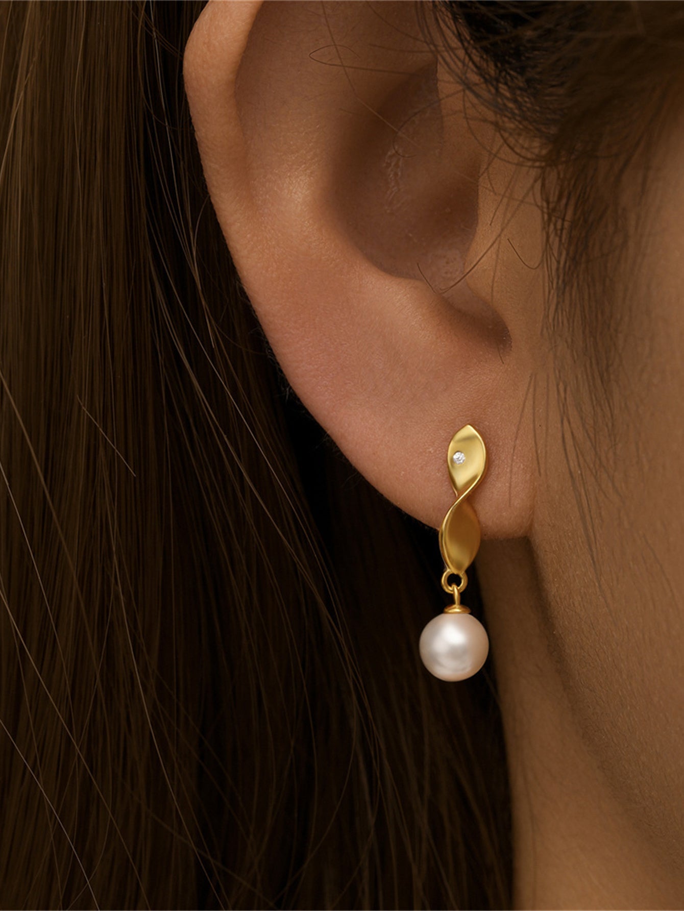 925 Sterling Silver Pearl Twist Drop Earrings
