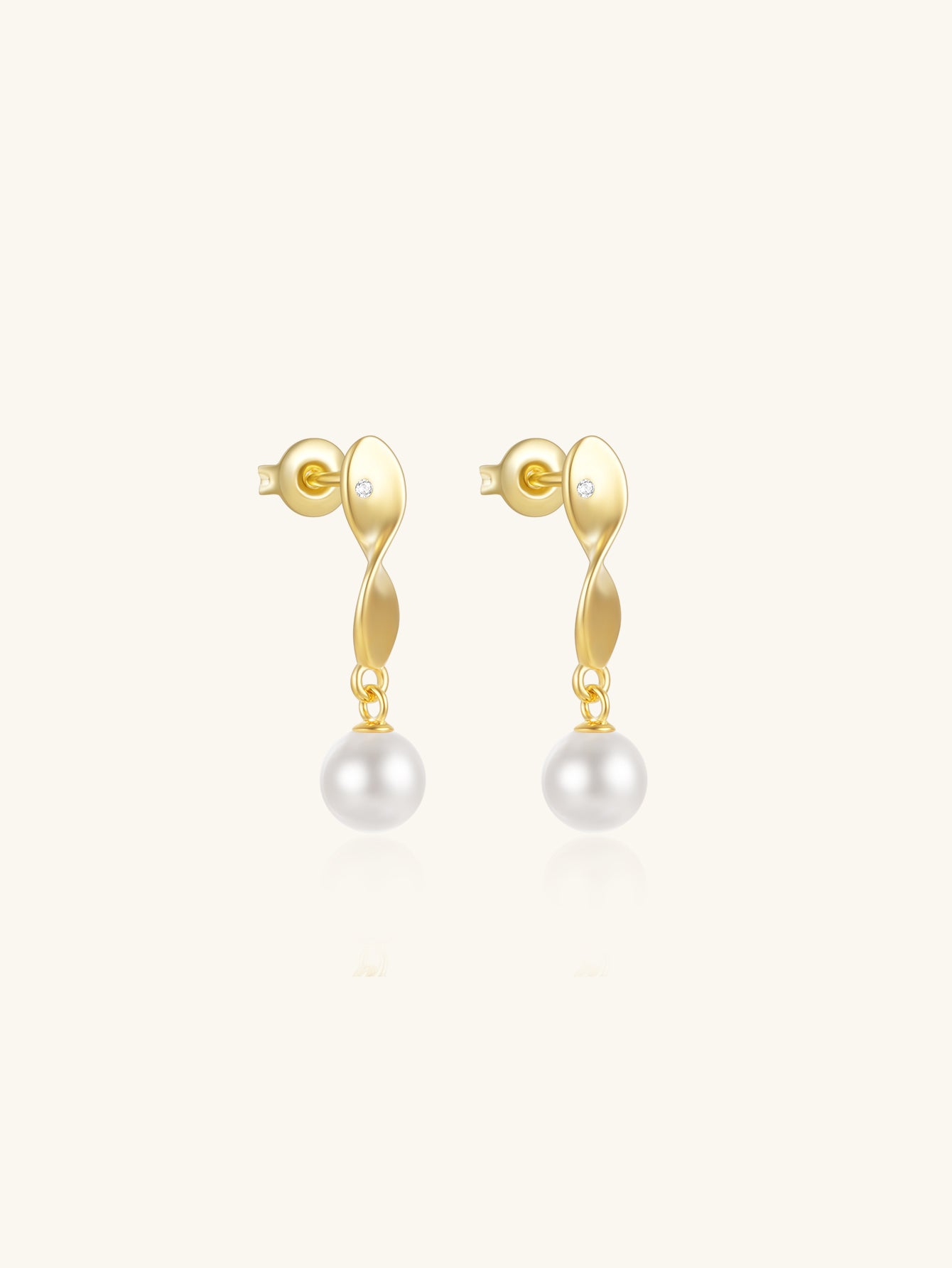 925 Sterling Silver Pearl Twist Drop Earrings