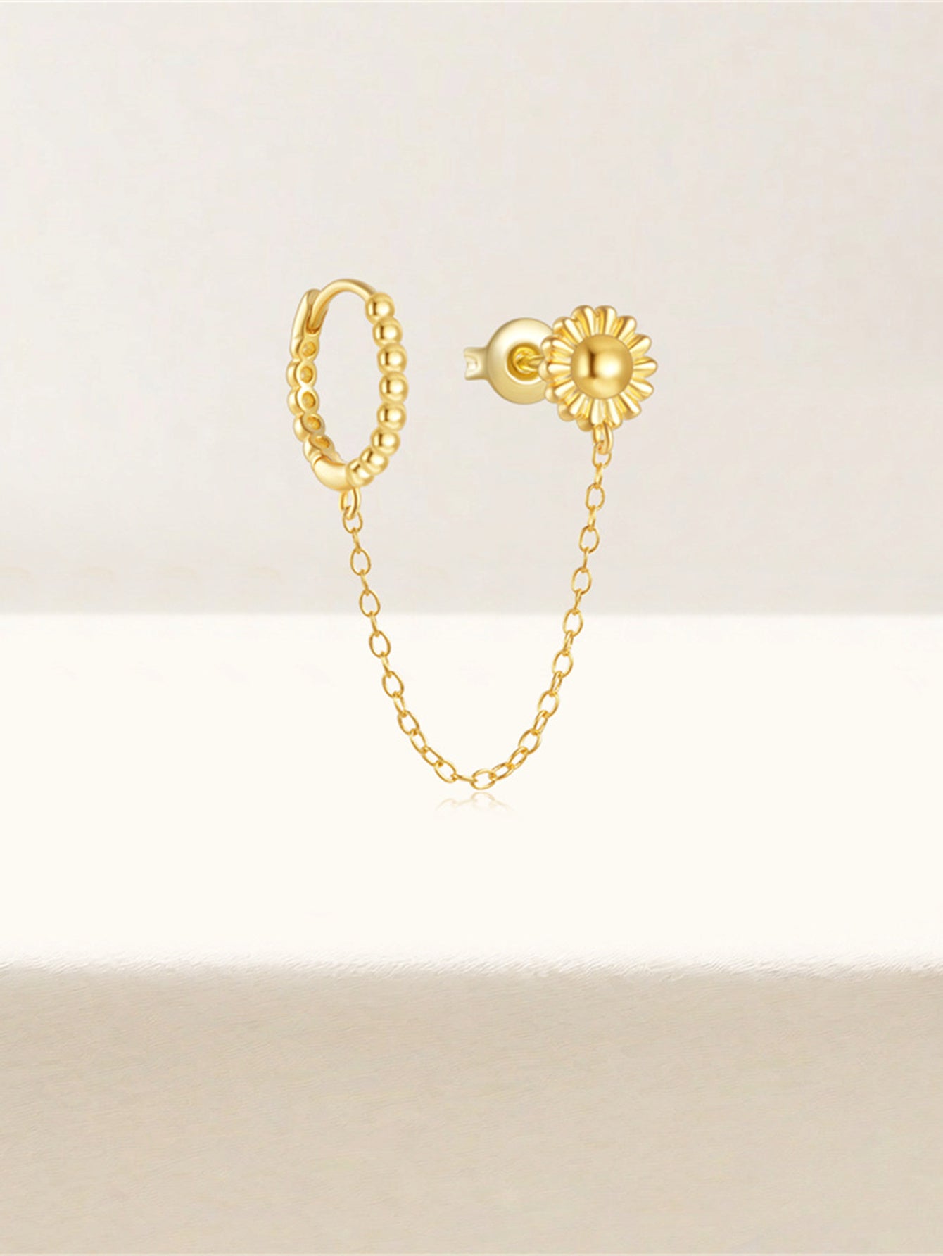 925 Sterling Silver Daisy Chain Stud Hoop Earrings