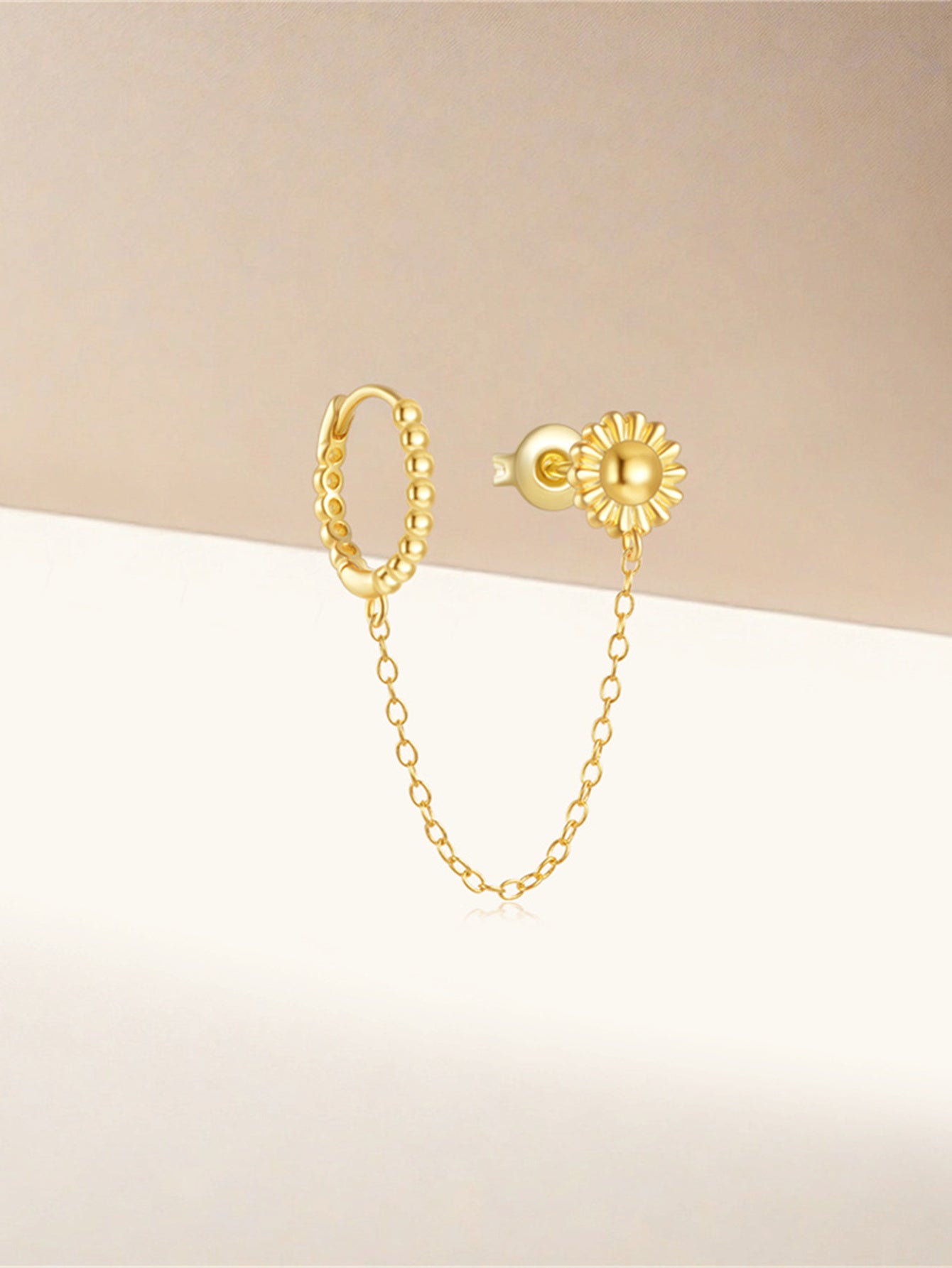 925 Sterling Silver Daisy Chain Stud Hoop Earrings