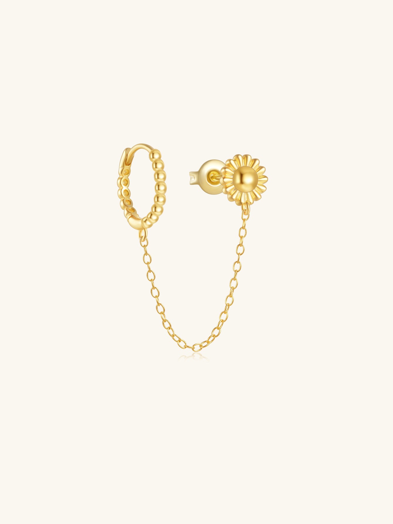 925 Sterling Silver Daisy Chain Stud Hoop Earrings