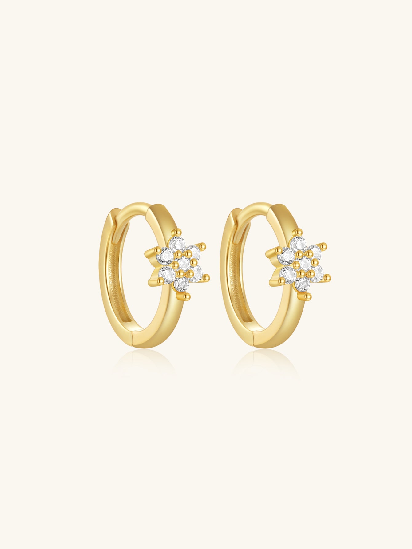 925 Sterling Silver Flower Zircon Hoop Earrings