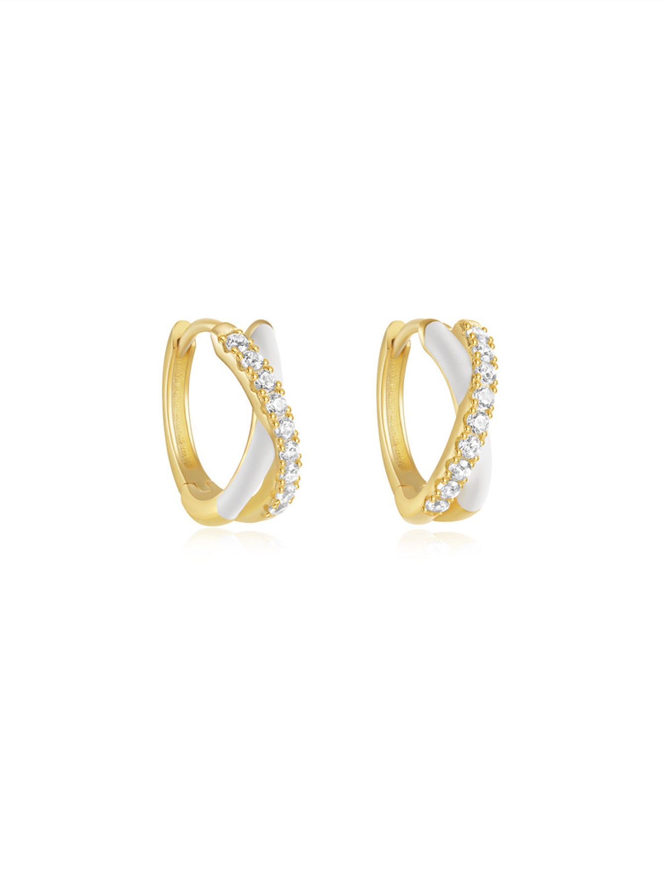 925 Sterling Silver Colorful Enamel Zircon Hoop Earrings
