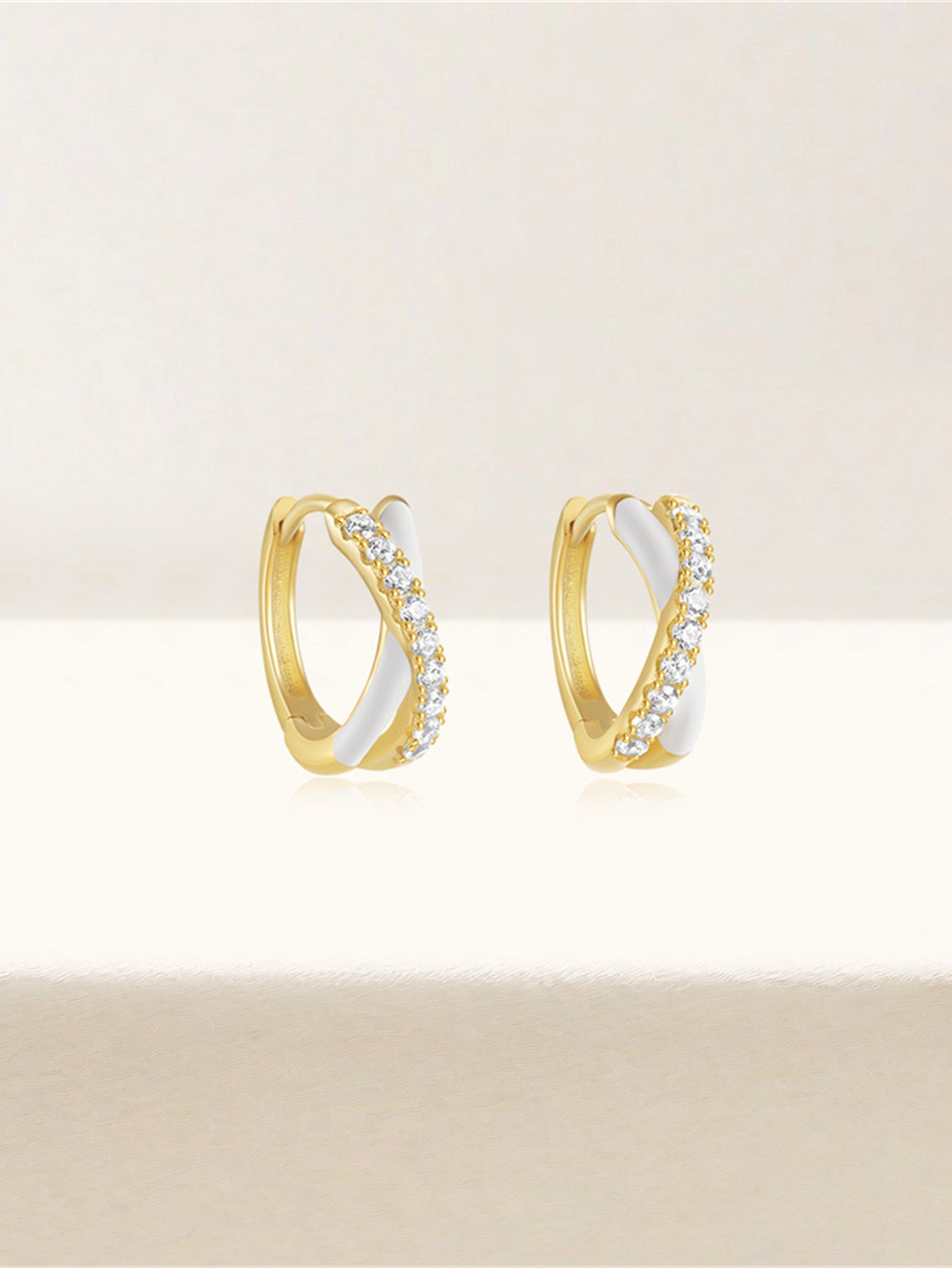 925 Sterling Silver Colorful Enamel Zircon Hoop Earrings