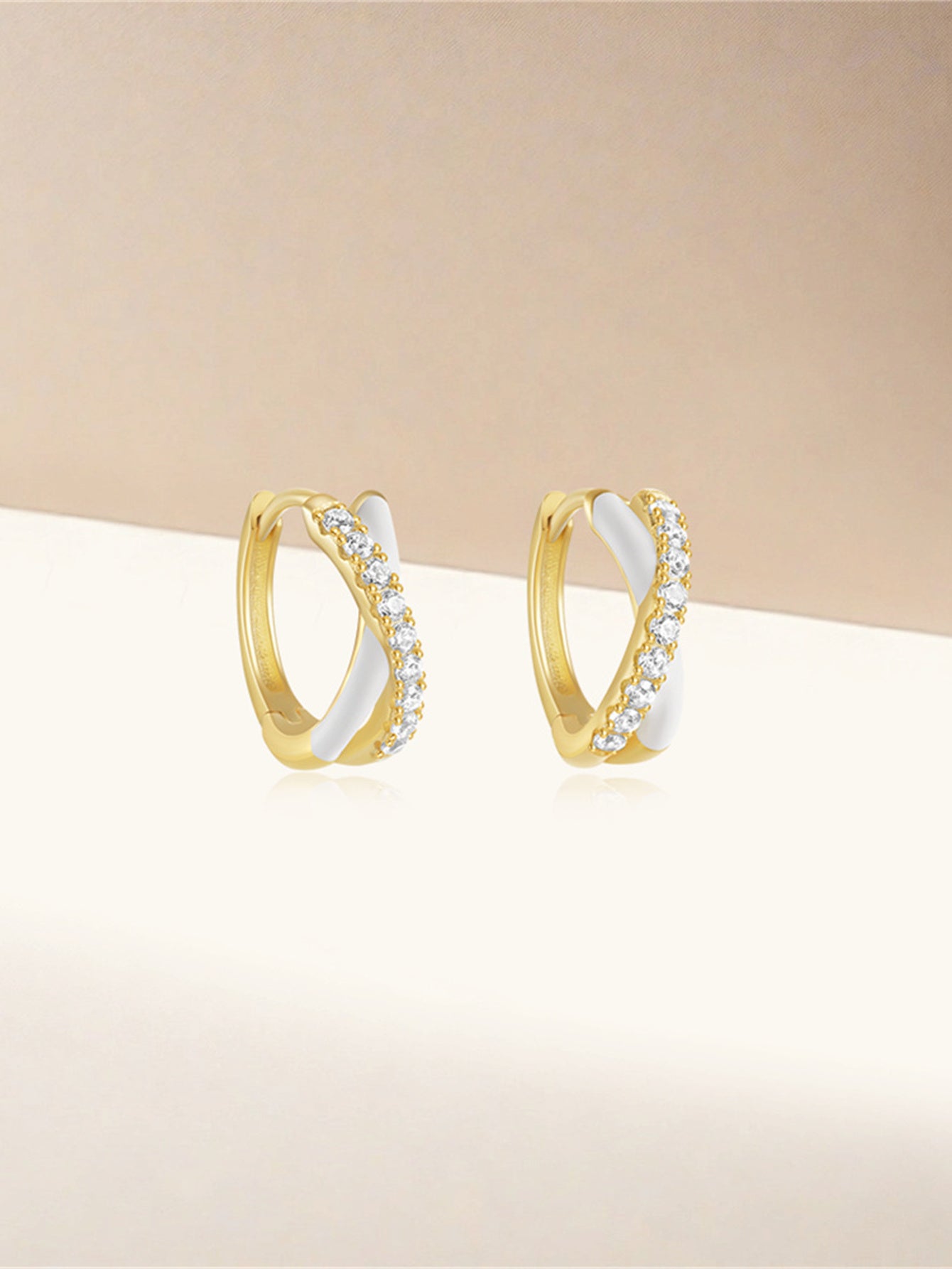 925 Sterling Silver Colorful Enamel Zircon Hoop Earrings