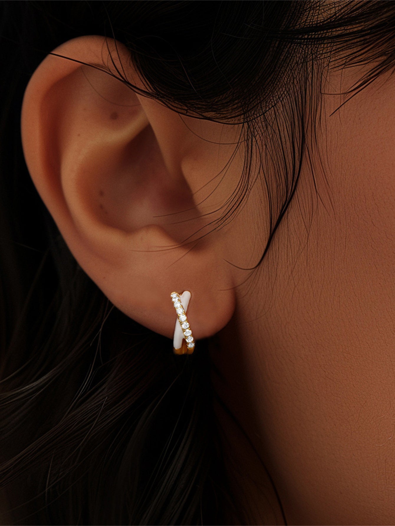 925 Sterling Silver Colorful Enamel Zircon Hoop Earrings