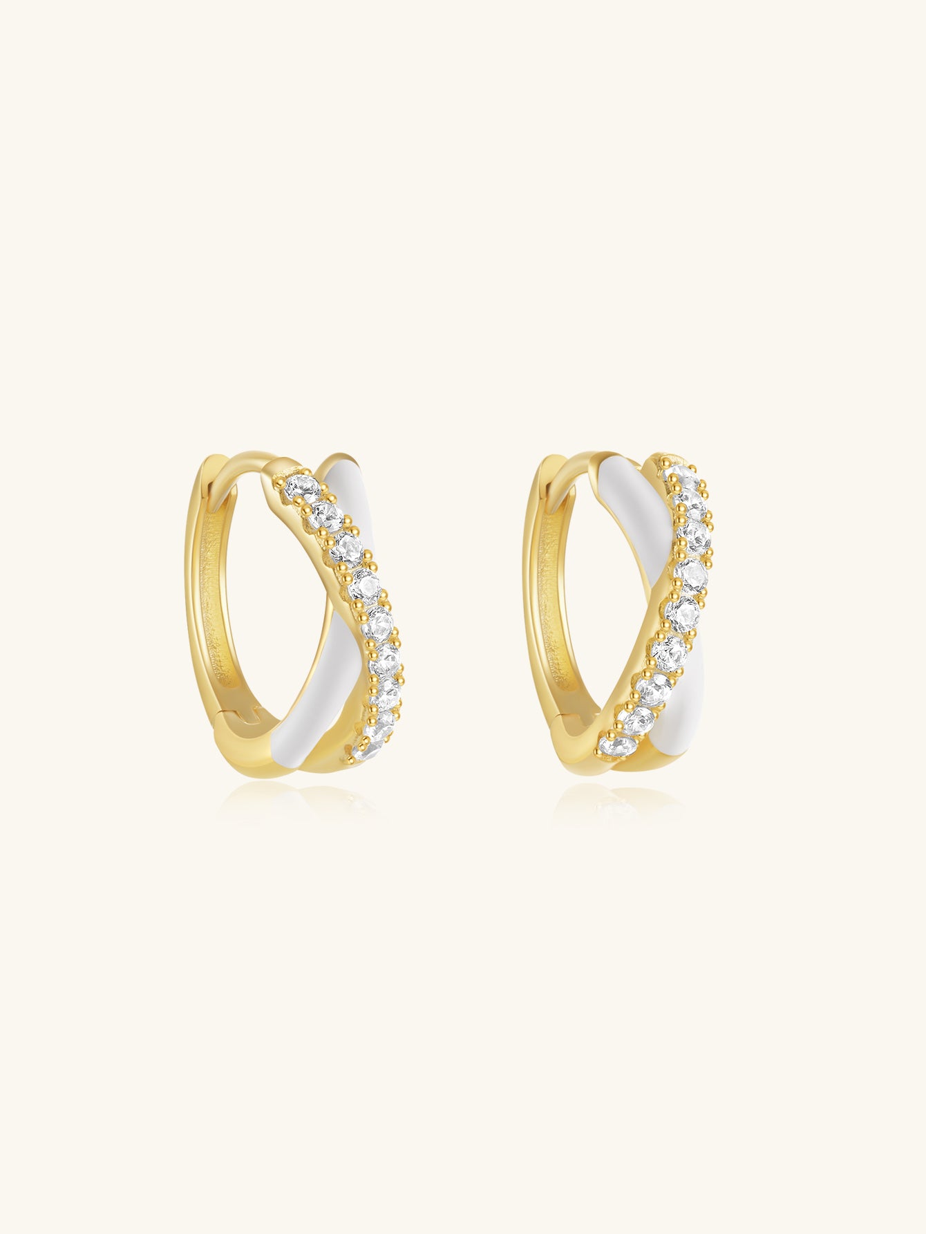 925 Sterling Silver Colorful Enamel Zircon Hoop Earrings