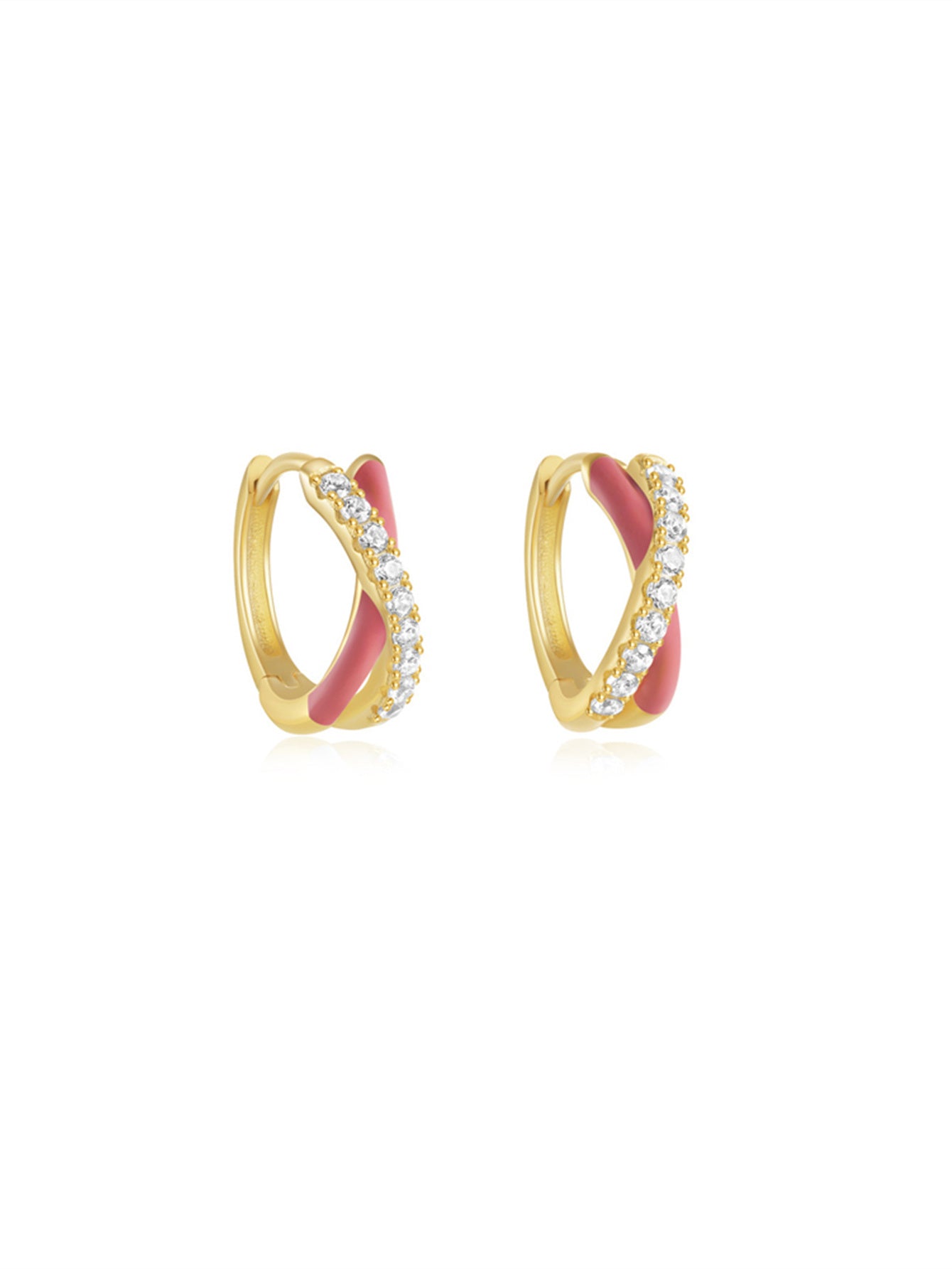 925 Sterling Silver Colorful Enamel Zircon Hoop Earrings