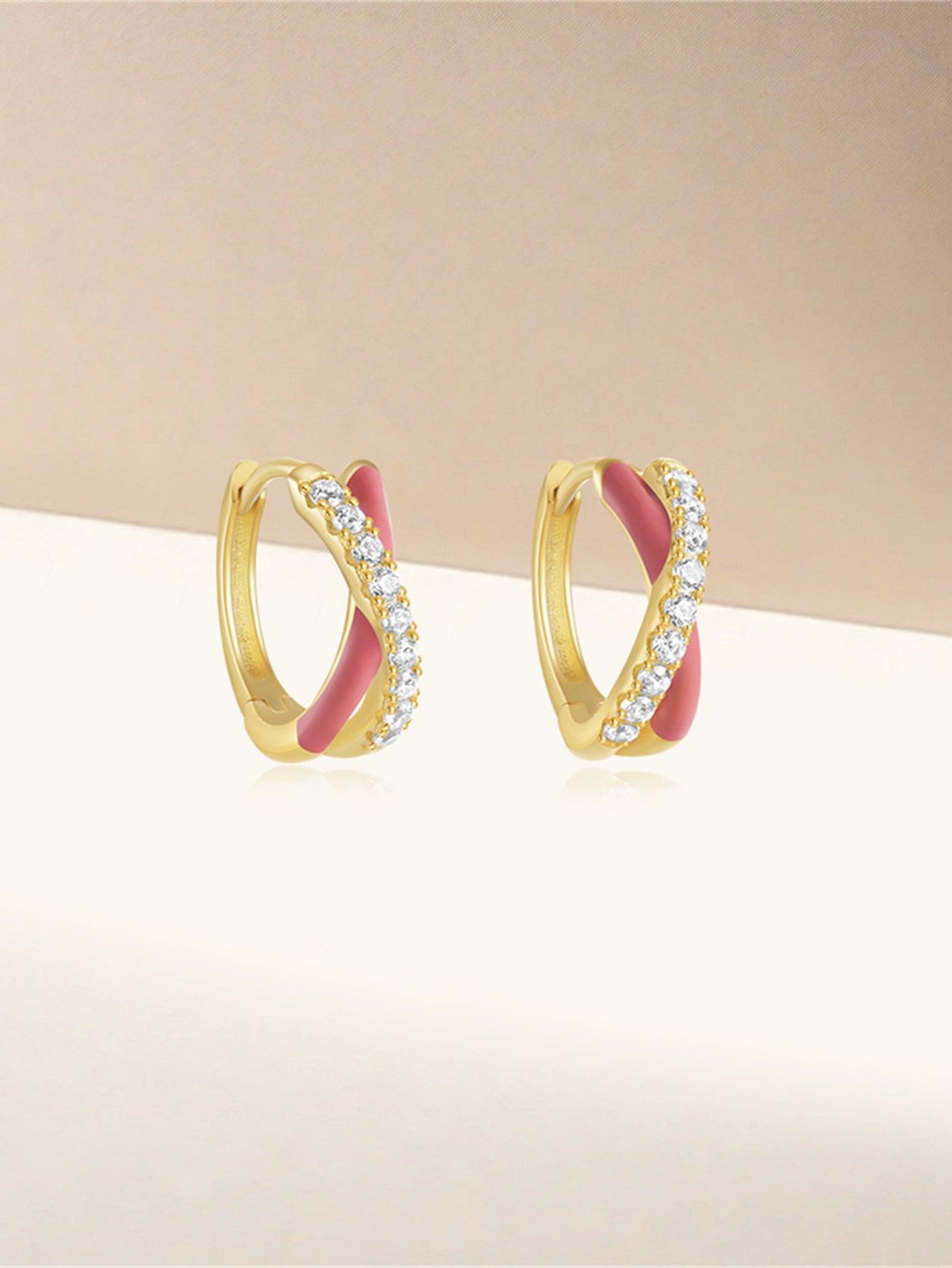 925 Sterling Silver Colorful Enamel Zircon Hoop Earrings