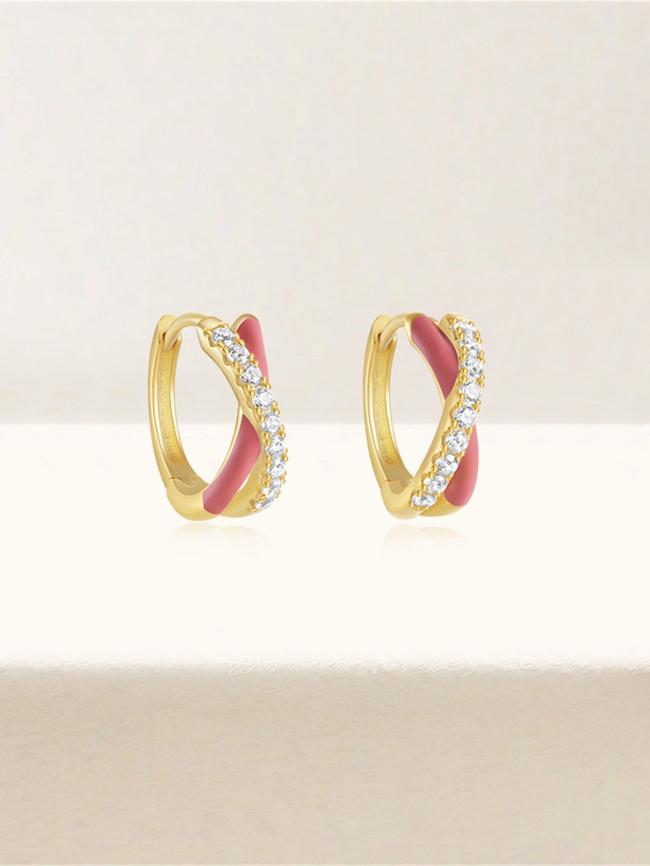 925 Sterling Silver Colorful Enamel Zircon Hoop Earrings