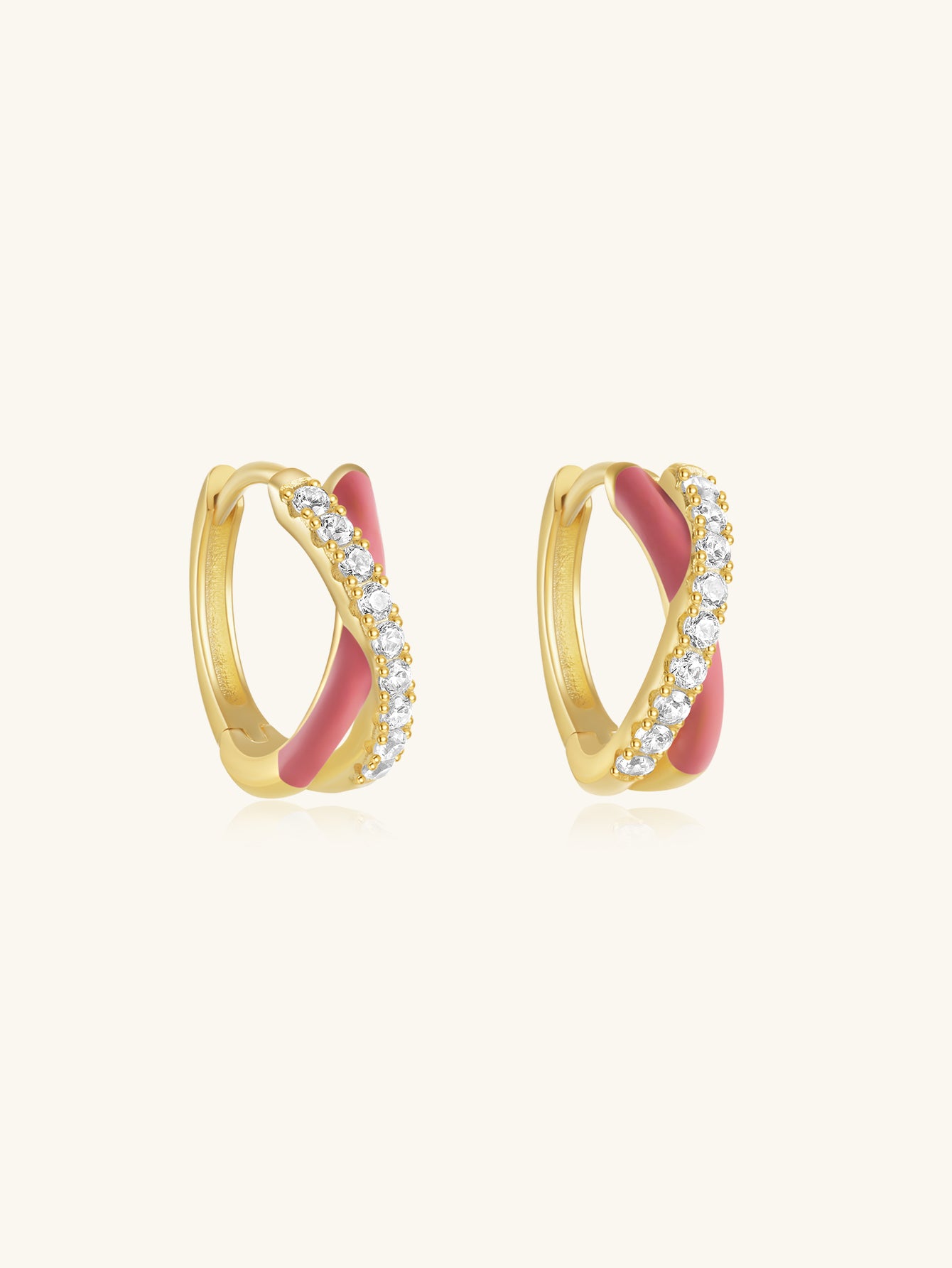 925 Sterling Silver Colorful Enamel Zircon Hoop Earrings
