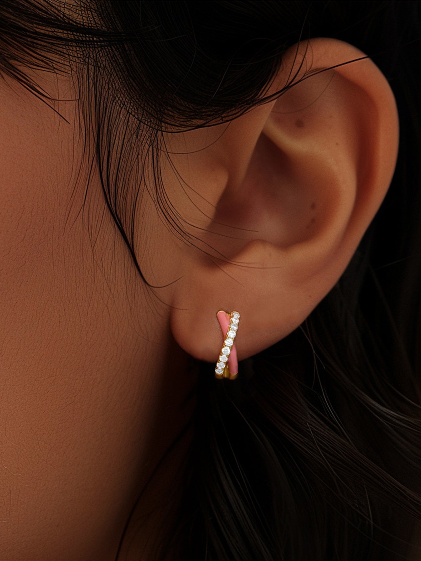 925 Sterling Silver Colorful Enamel Zircon Hoop Earrings