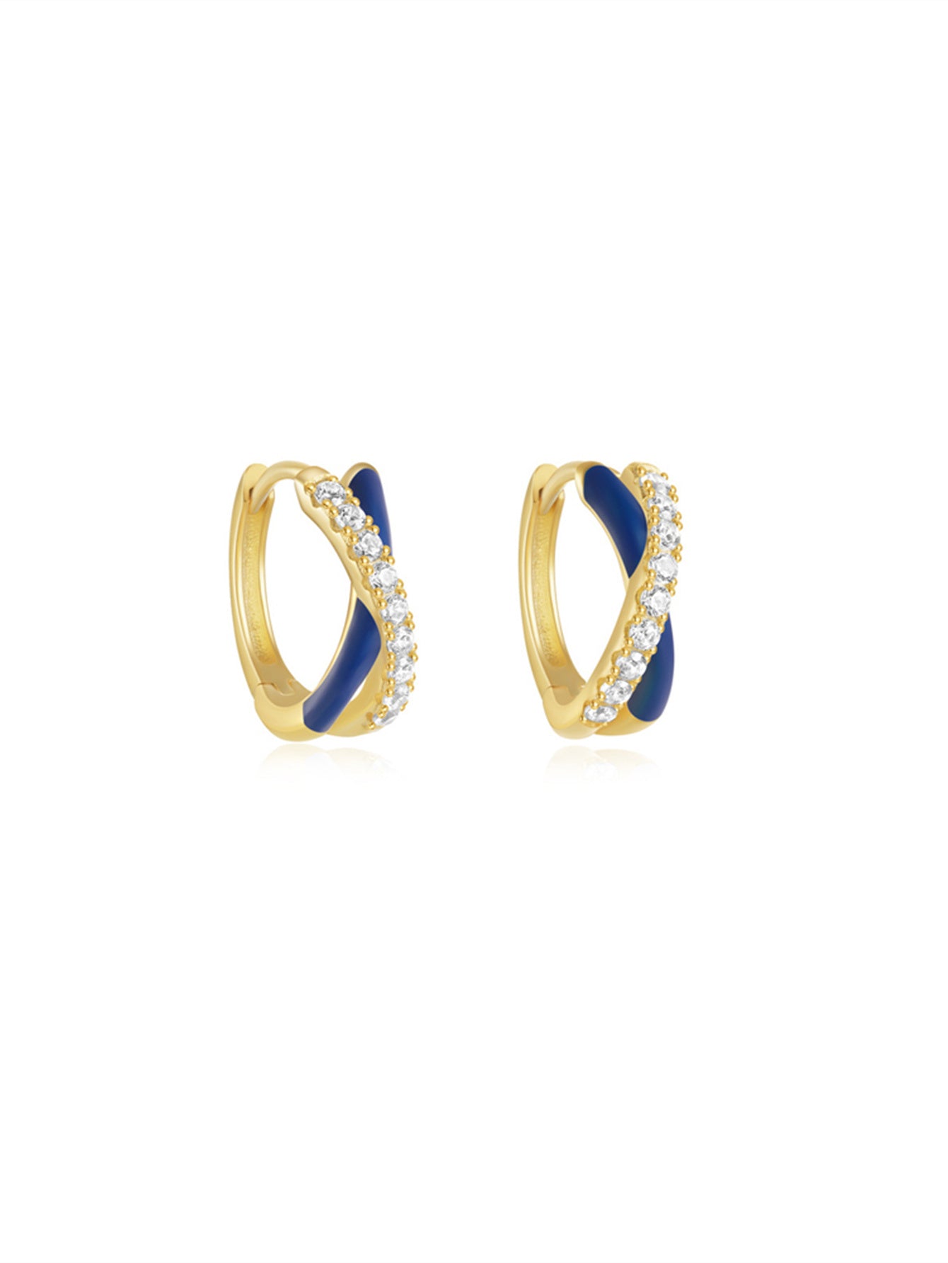 925 Sterling Silver Colorful Enamel Zircon Hoop Earrings