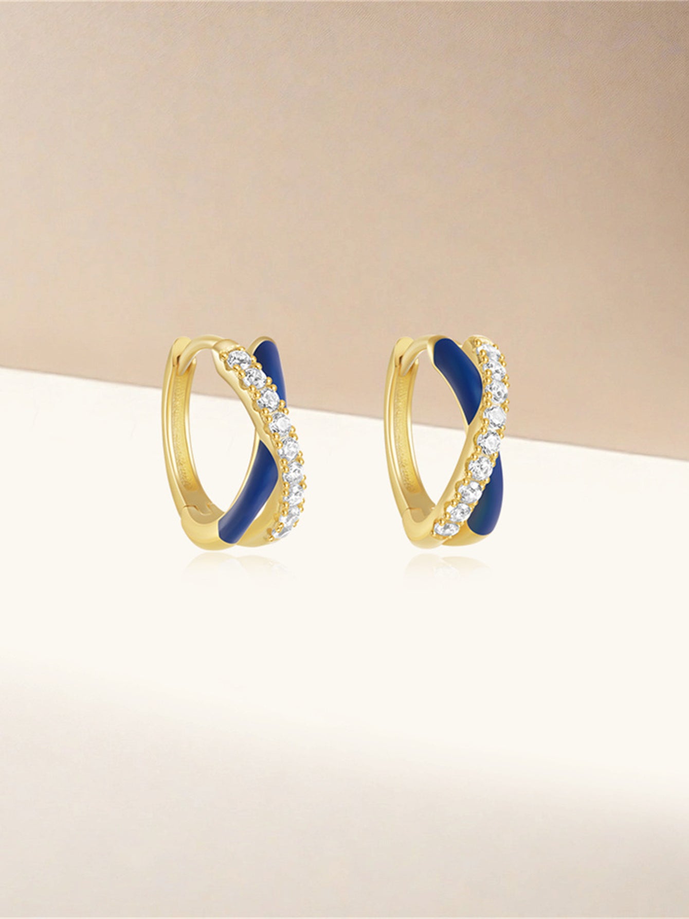 925 Sterling Silver Colorful Enamel Zircon Hoop Earrings