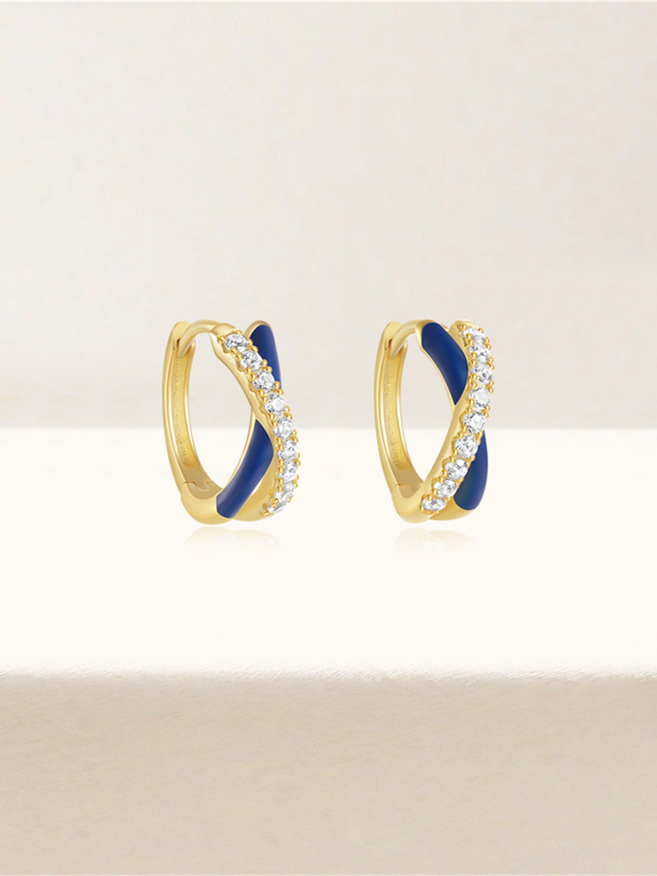 925 Sterling Silver Colorful Enamel Zircon Hoop Earrings