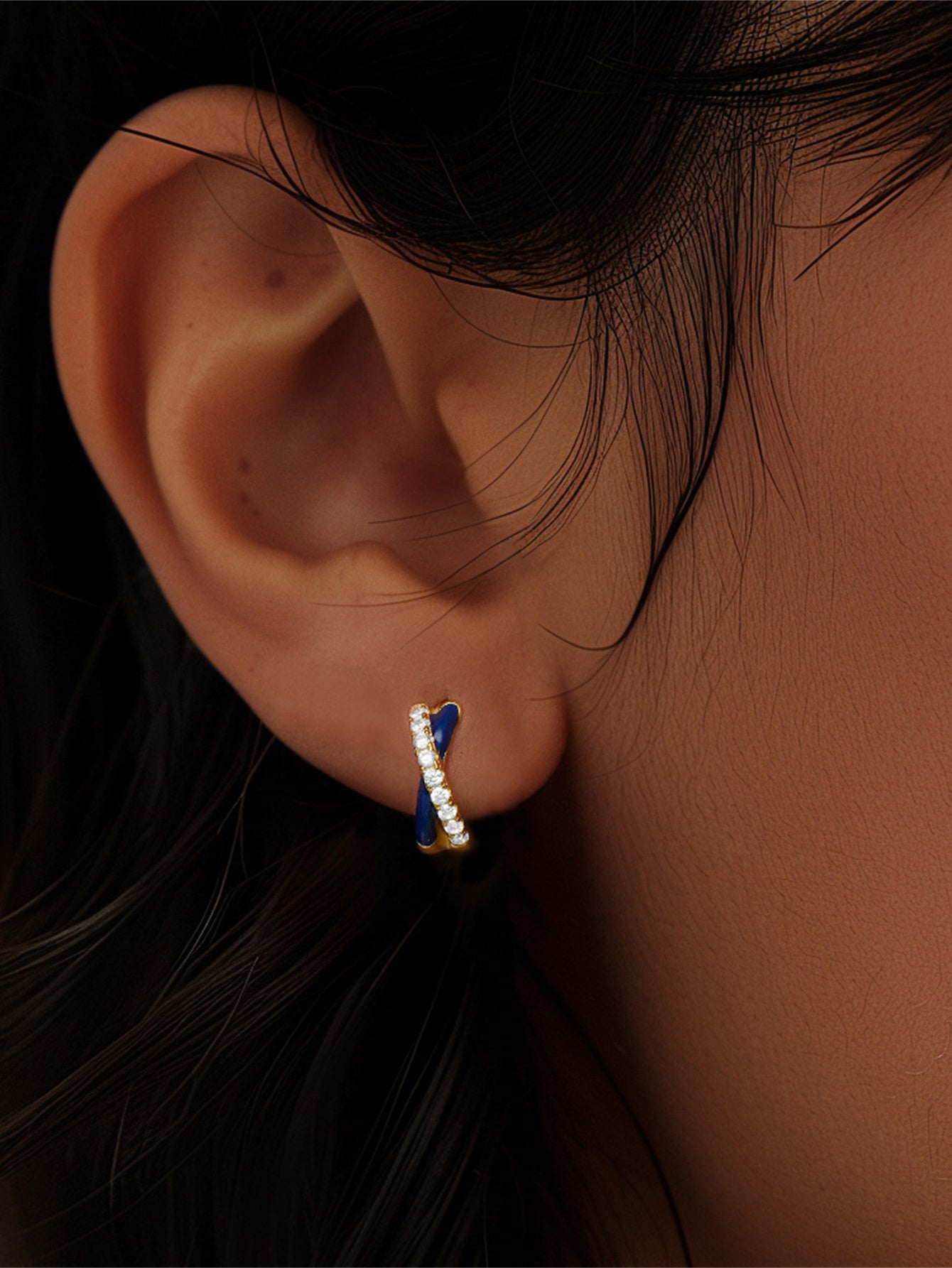 925 Sterling Silver Colorful Enamel Zircon Hoop Earrings
