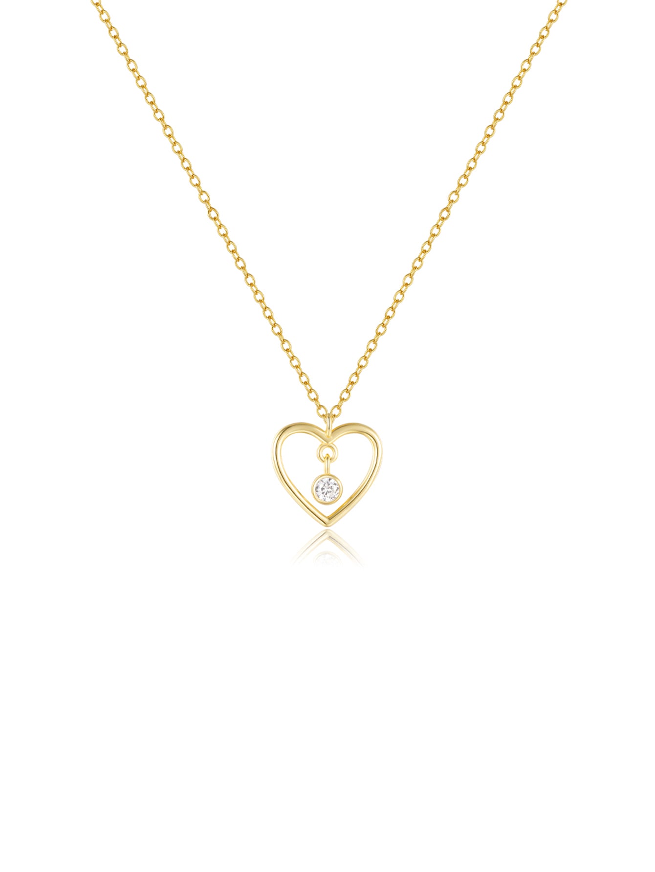 925 Sterling Silver Minimalist Heart Zircon Pendant Necklace
