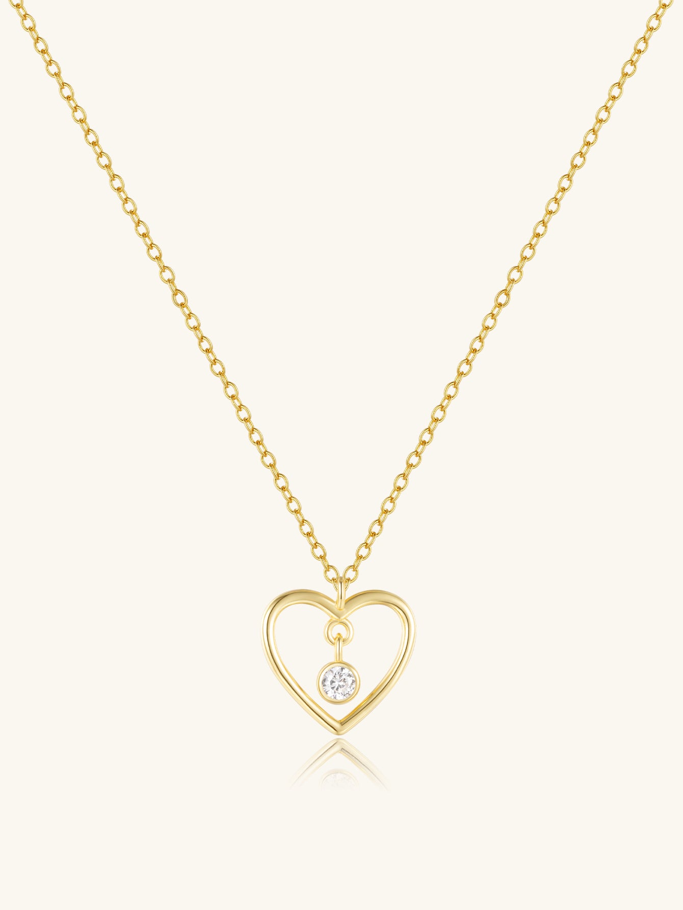 925 Sterling Silver Minimalist Heart Zircon Pendant Necklace