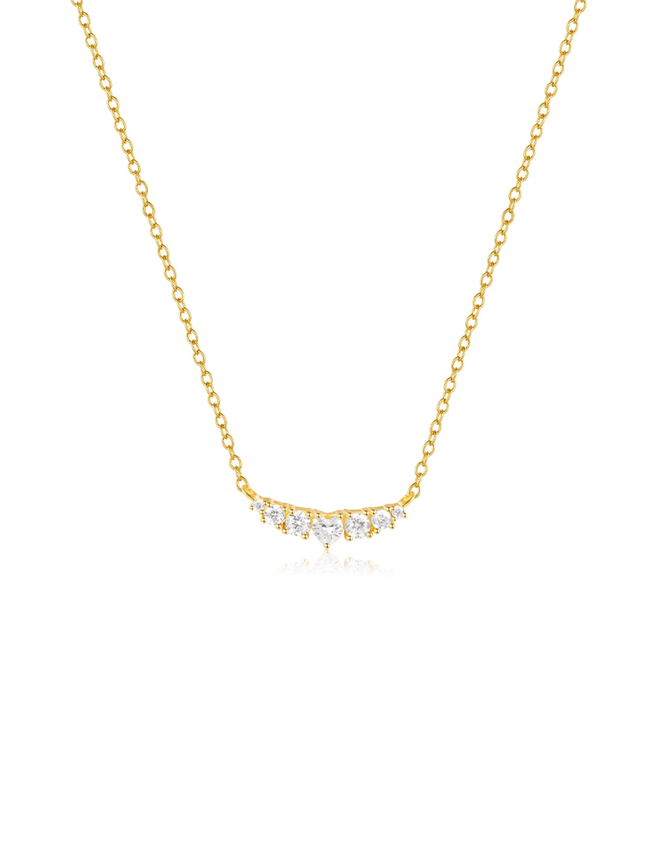 925 Sterling Silver Minimalist Heart Zircon Pendant Necklace