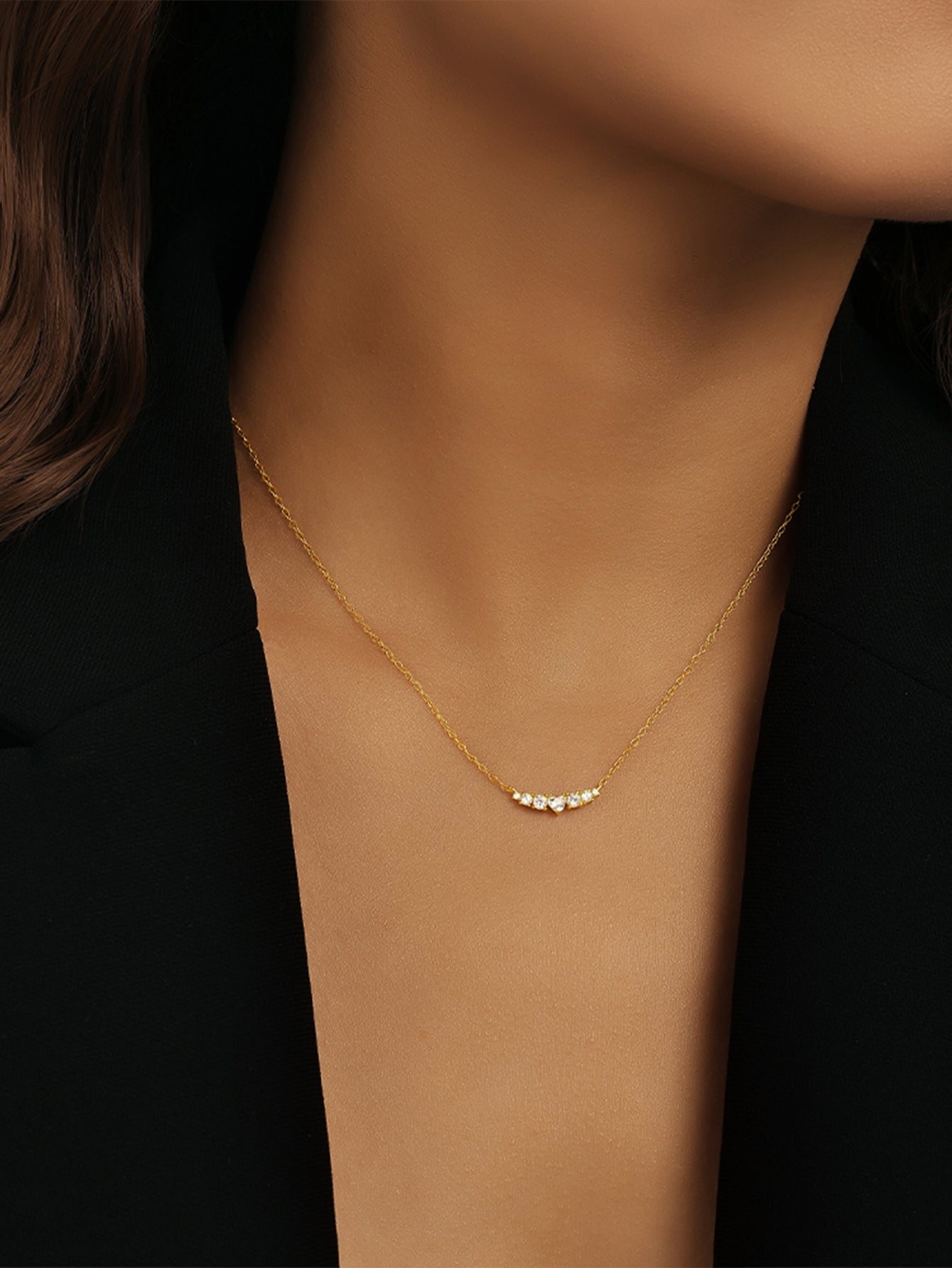 925 Sterling Silver Minimalist Heart Zircon Pendant Necklace