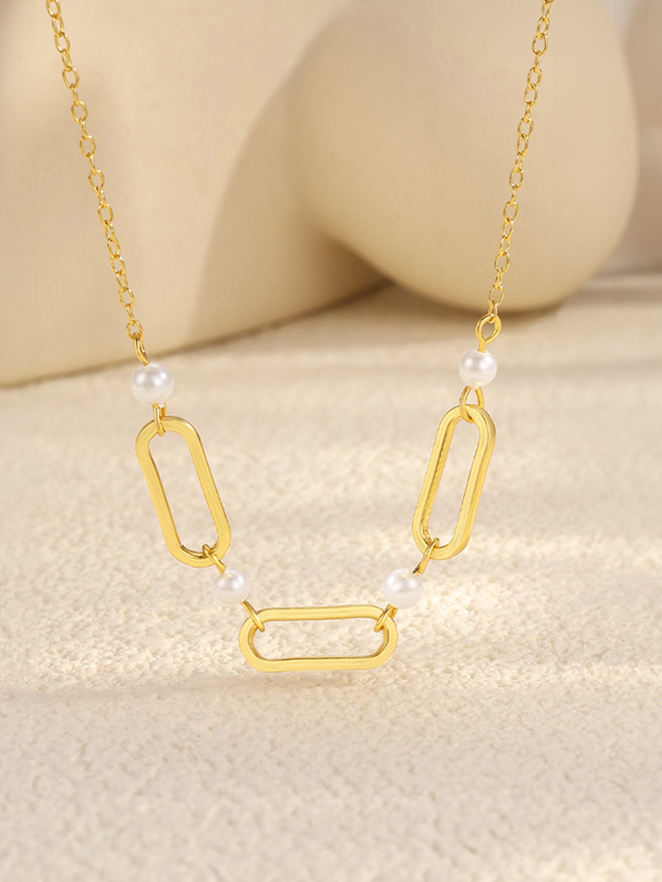 925 Sterling Silver Pearl Link Chain Necklace