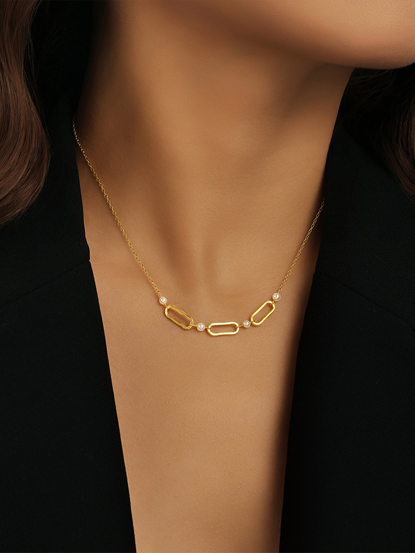 925 Sterling Silver Pearl Link Chain Necklace