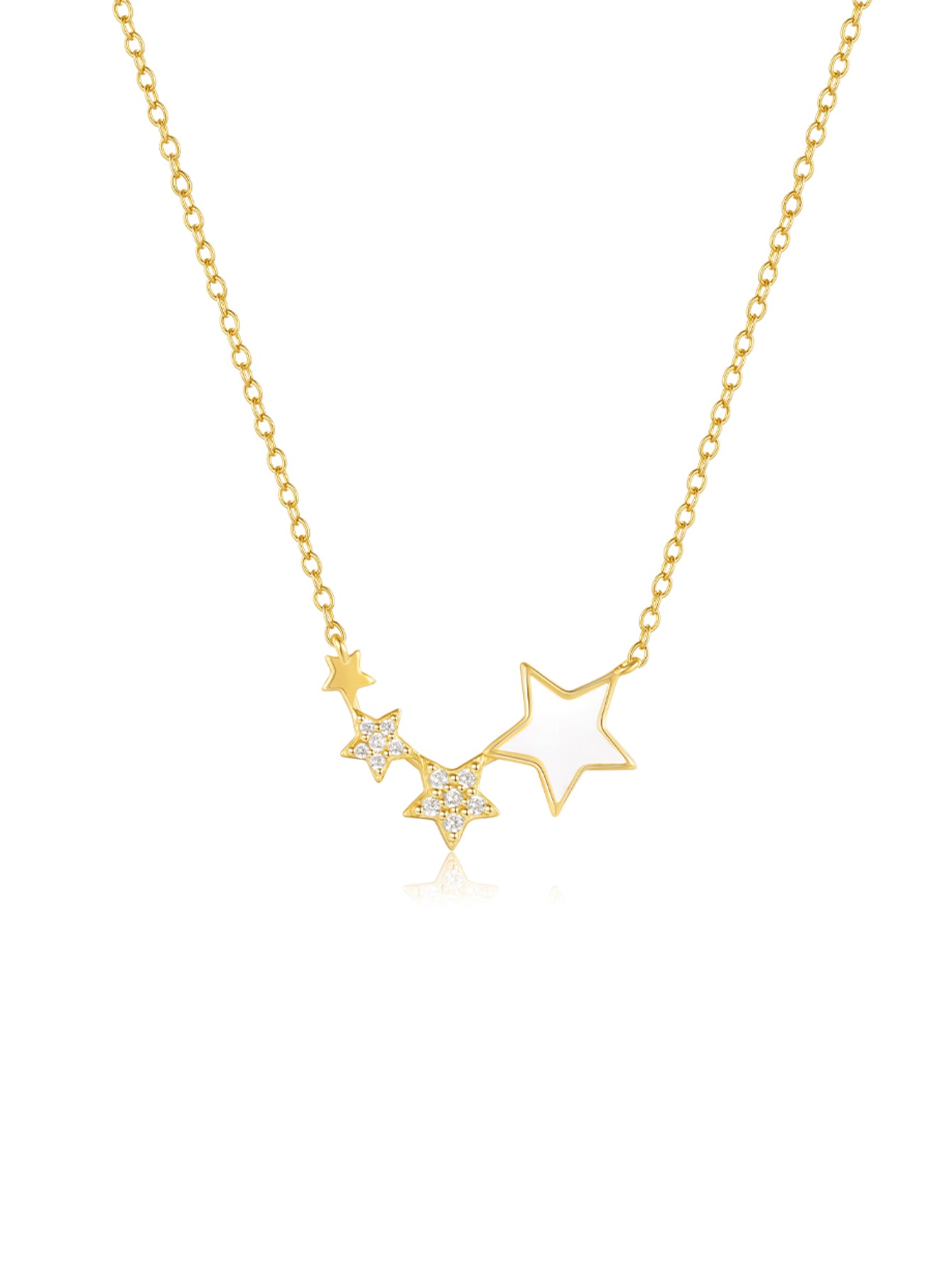 925 Sterling Silver Asymmetrical Star Zircon Necklace