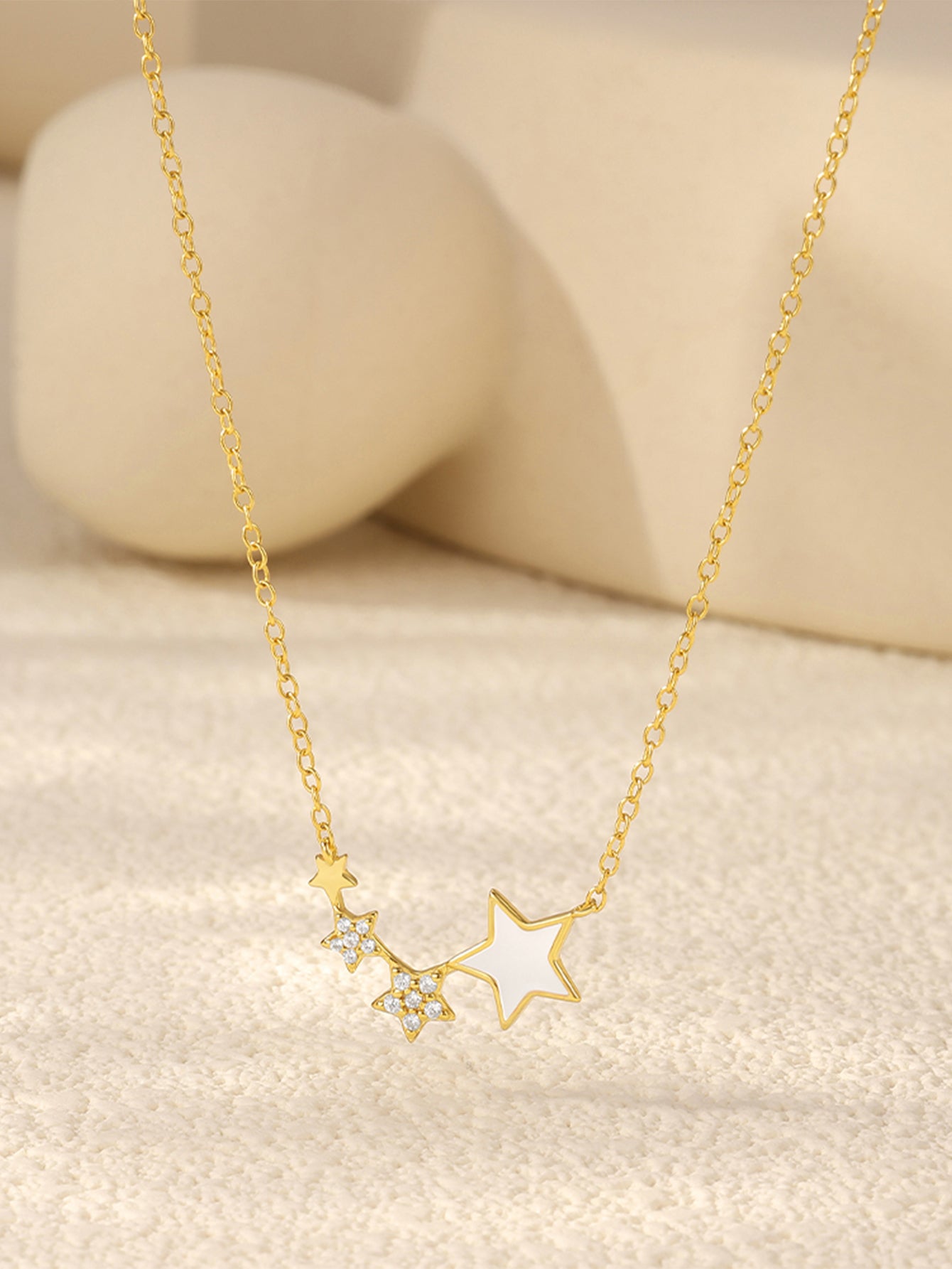 925 Sterling Silver Asymmetrical Star Zircon Necklace