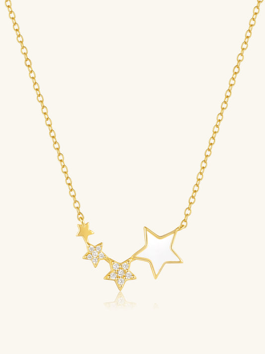 925 Sterling Silver Asymmetrical Star Zircon Necklace
