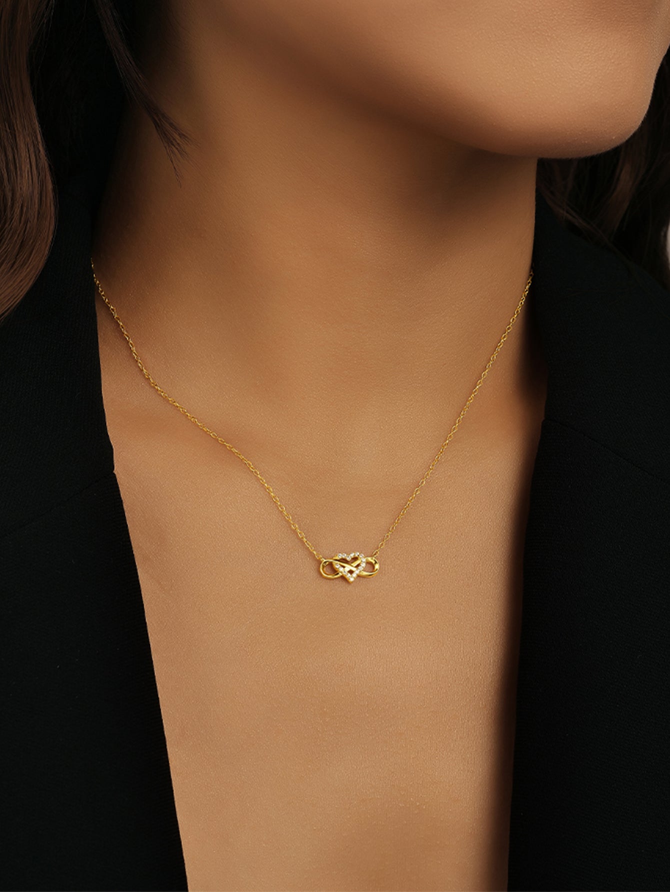 925 Sterling Silver Infinity Heart Zircon Necklace