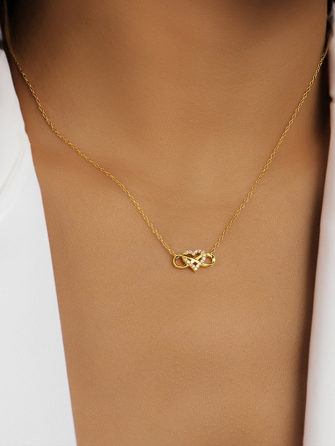 925 Sterling Silver Infinity Heart Zircon Necklace