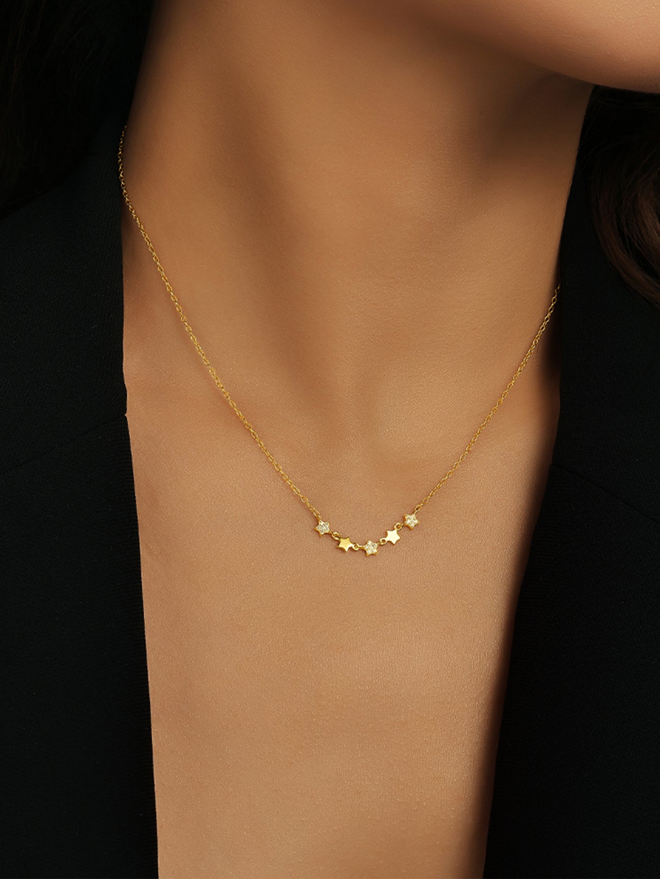925 Sterling Silver Celestial Star Zircon Necklace