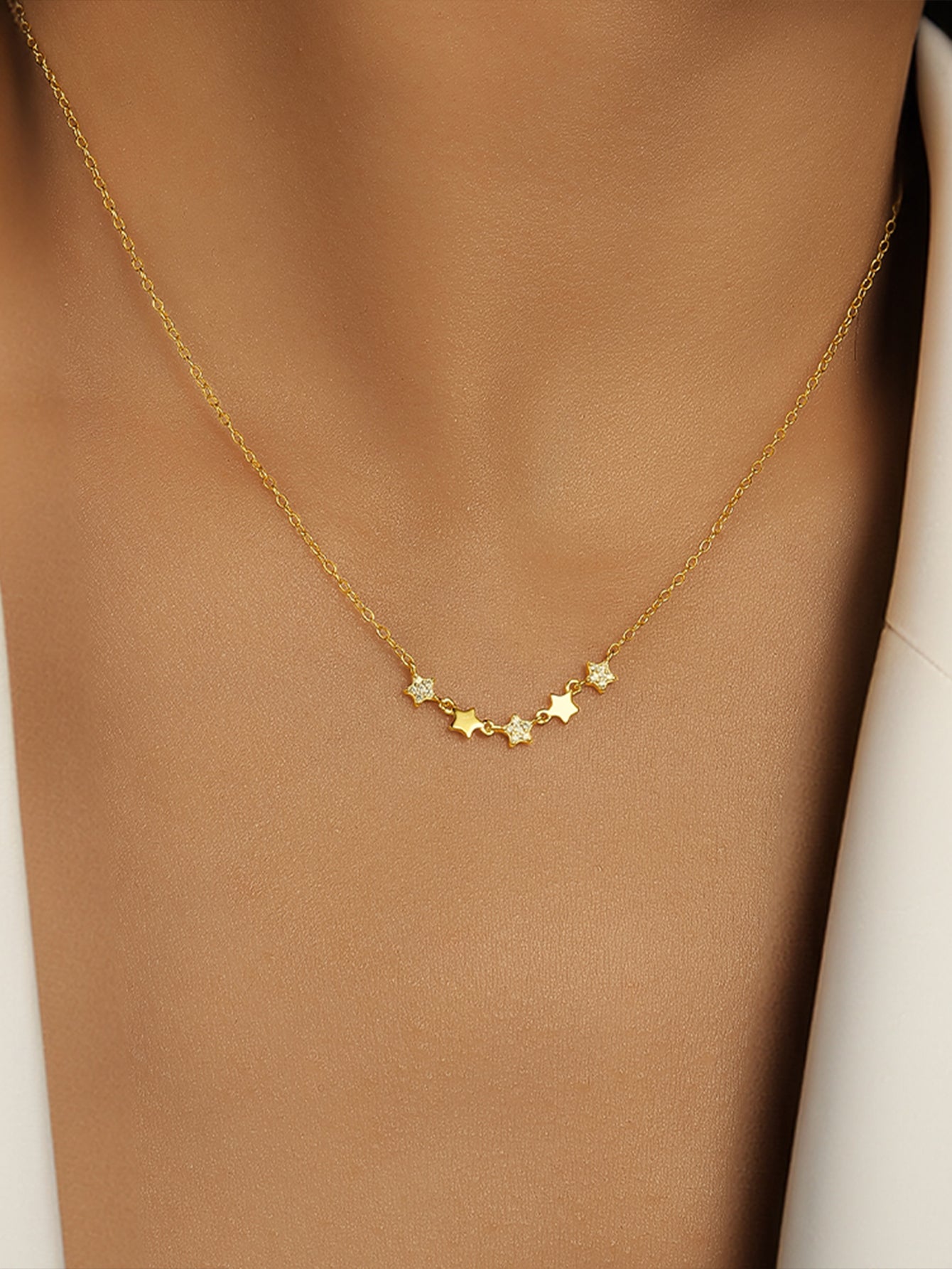 925 Sterling Silver Celestial Star Zircon Necklace