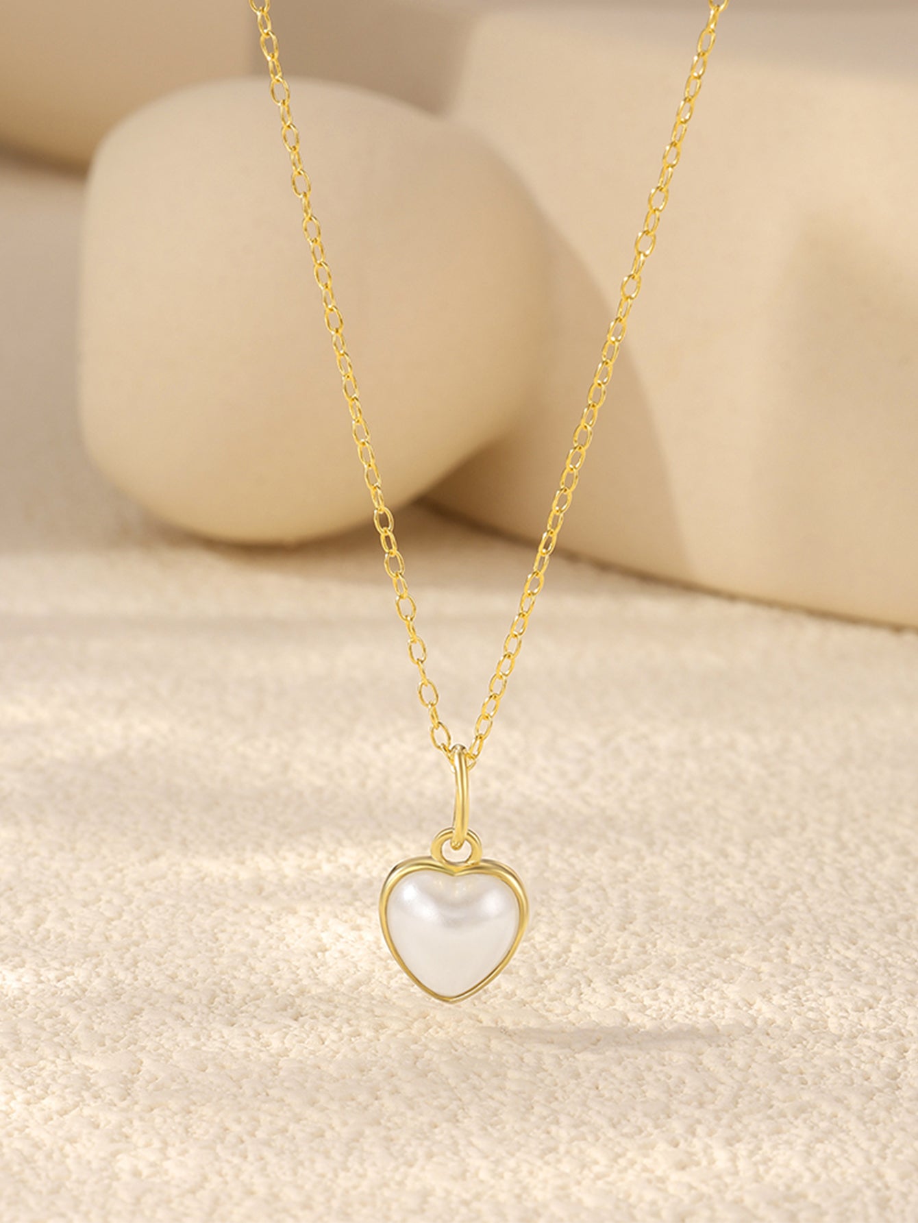 925 Sterling Silver Pearl Heart Pendant Necklace