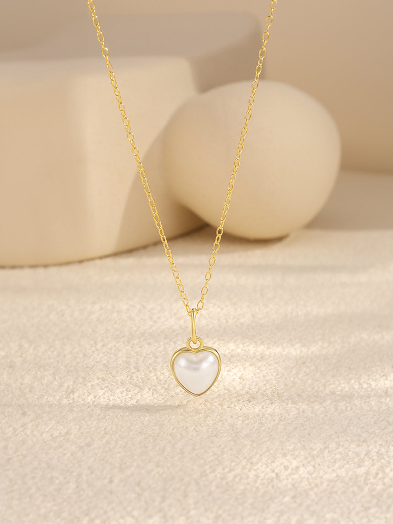 925 Sterling Silver Pearl Heart Pendant Necklace