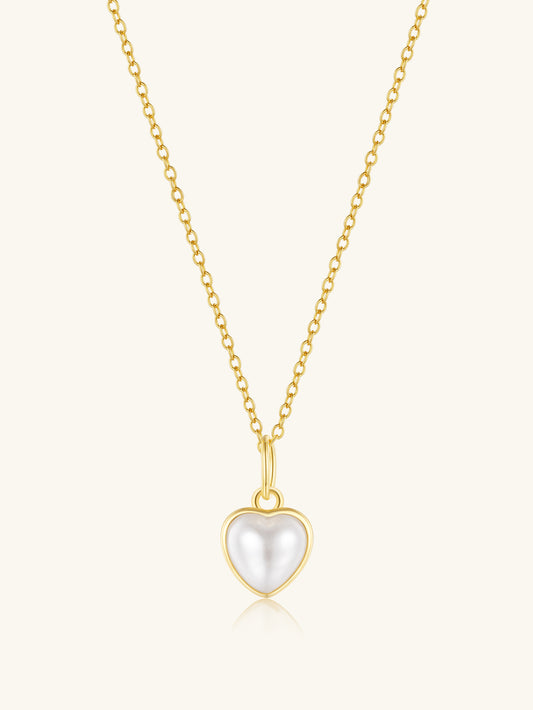 925 Sterling Silver Pearl Heart Pendant Necklace