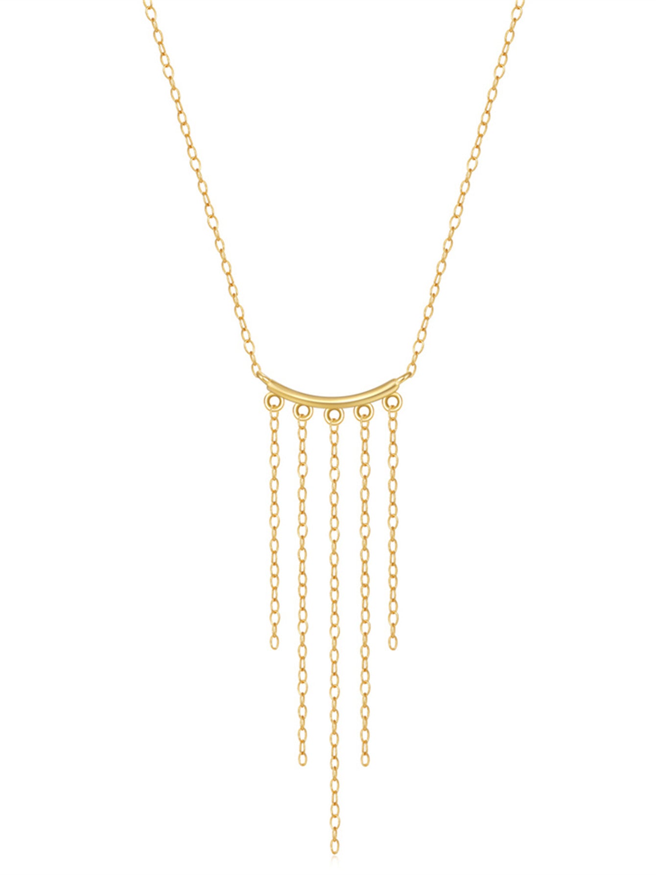 925 Sterling Silver Multi Chain Fringe Necklace