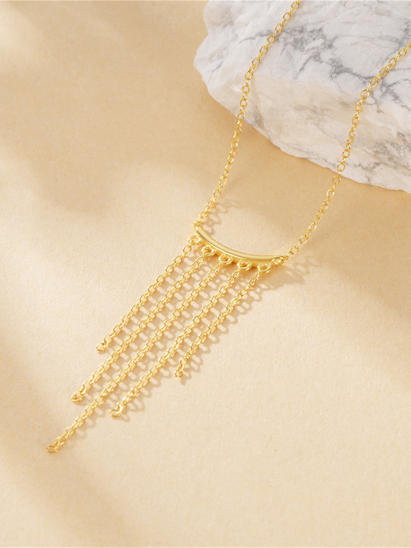 925 Sterling Silver Multi Chain Fringe Necklace