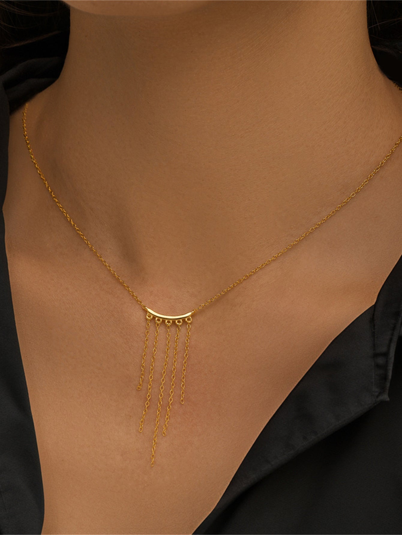 925 Sterling Silver Multi Chain Fringe Necklace