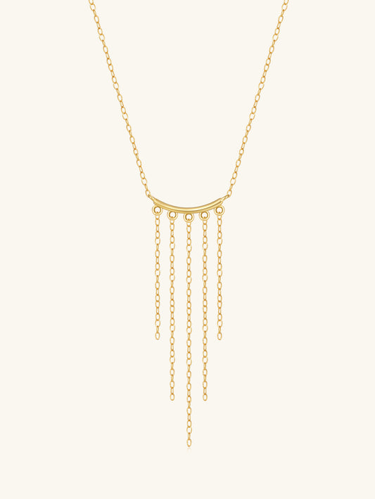 925 Sterling Silver Multi Chain Fringe Necklace
