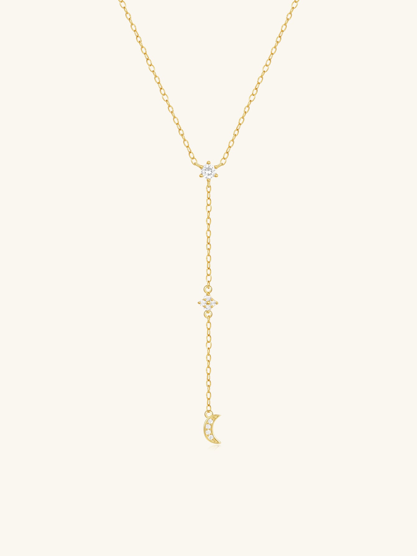 925 Sterling Silver Moon & Star Drop Necklace
