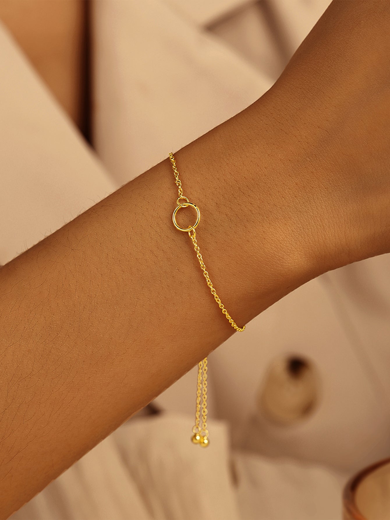 925 Sterling Silver Minimalist Circle Chain Bracelet