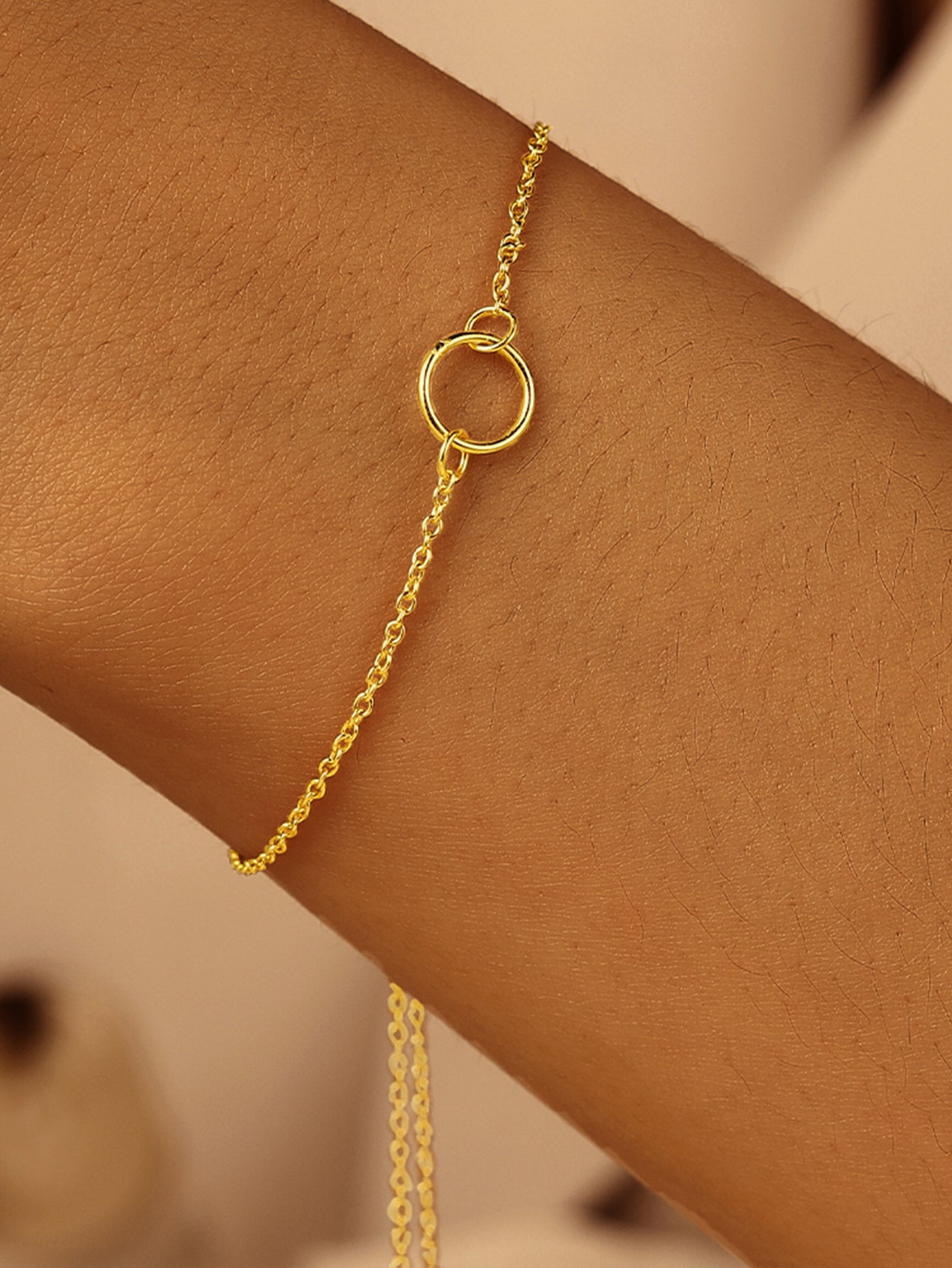 925 Sterling Silver Minimalist Circle Chain Bracelet