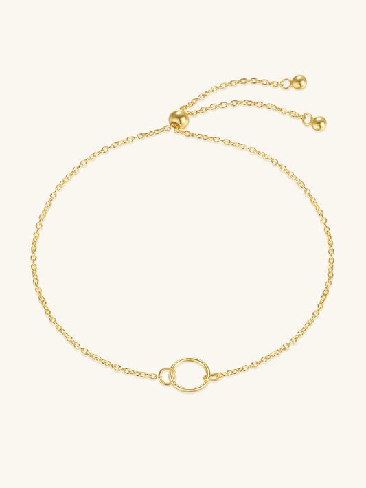 925 Sterling Silver Minimalist Circle Chain Bracelet