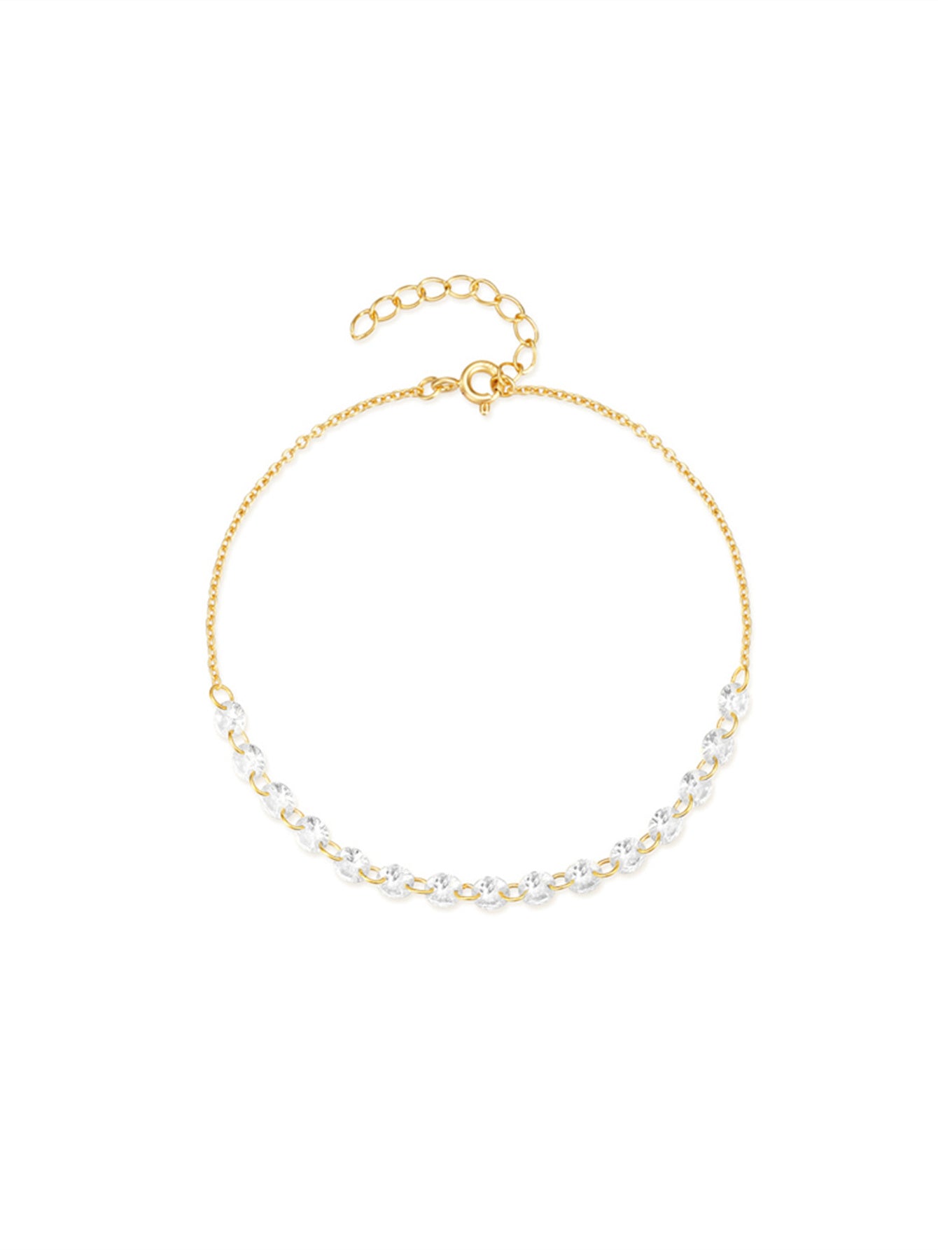 925 Sterling Silver Minimalist Zircon Chain Bracelet