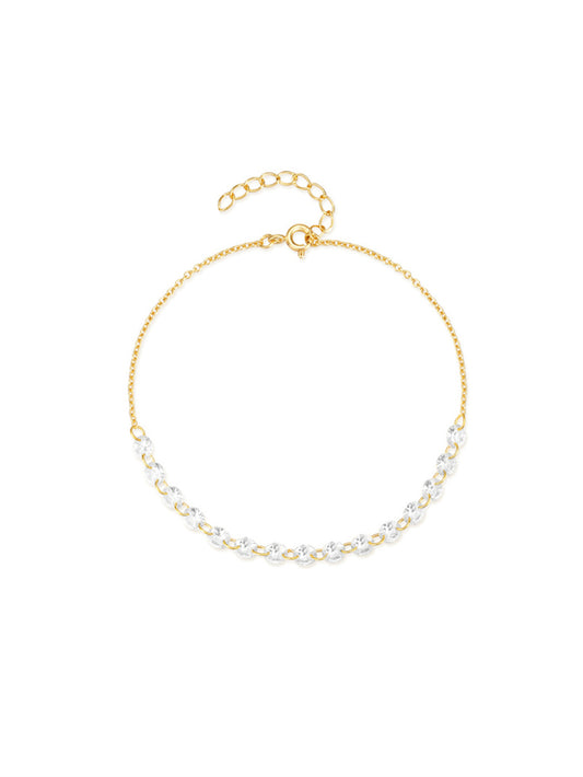925 Sterling Silver Minimalist Zircon Chain Bracelet